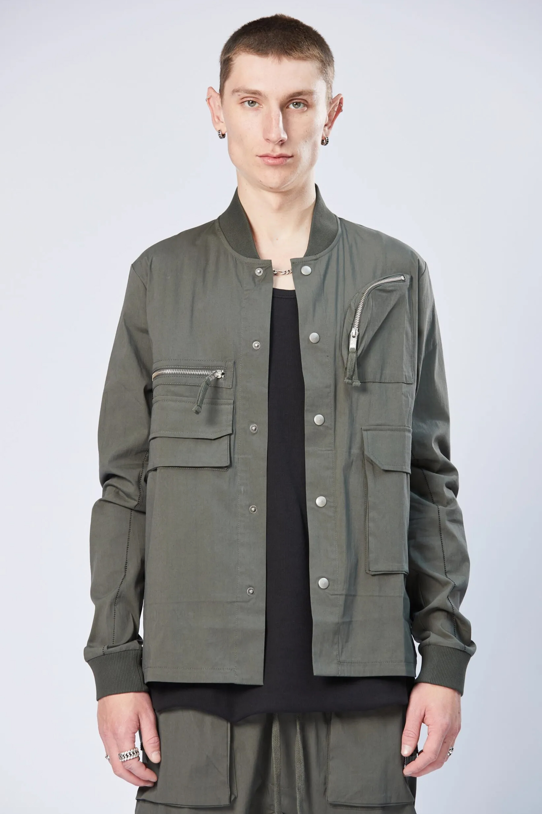 THOM KROM Cotton Nylon Stretch Bomber Overshirt