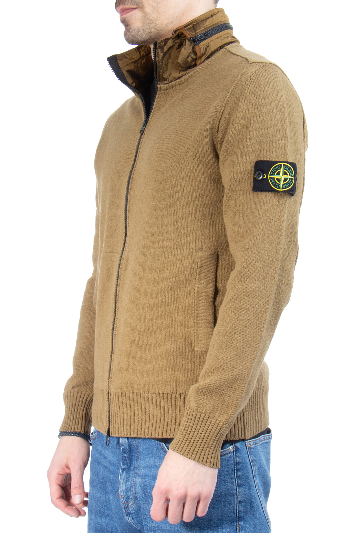 STONE ISLAND Cotton Knit Jacket with Hidden Hood