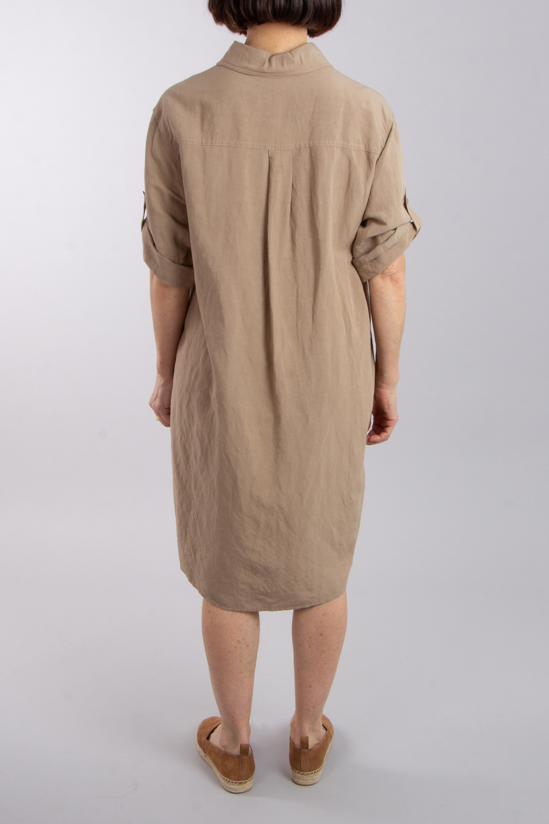 0039 ITALY Linen Blend Shirt Dress Cinzia