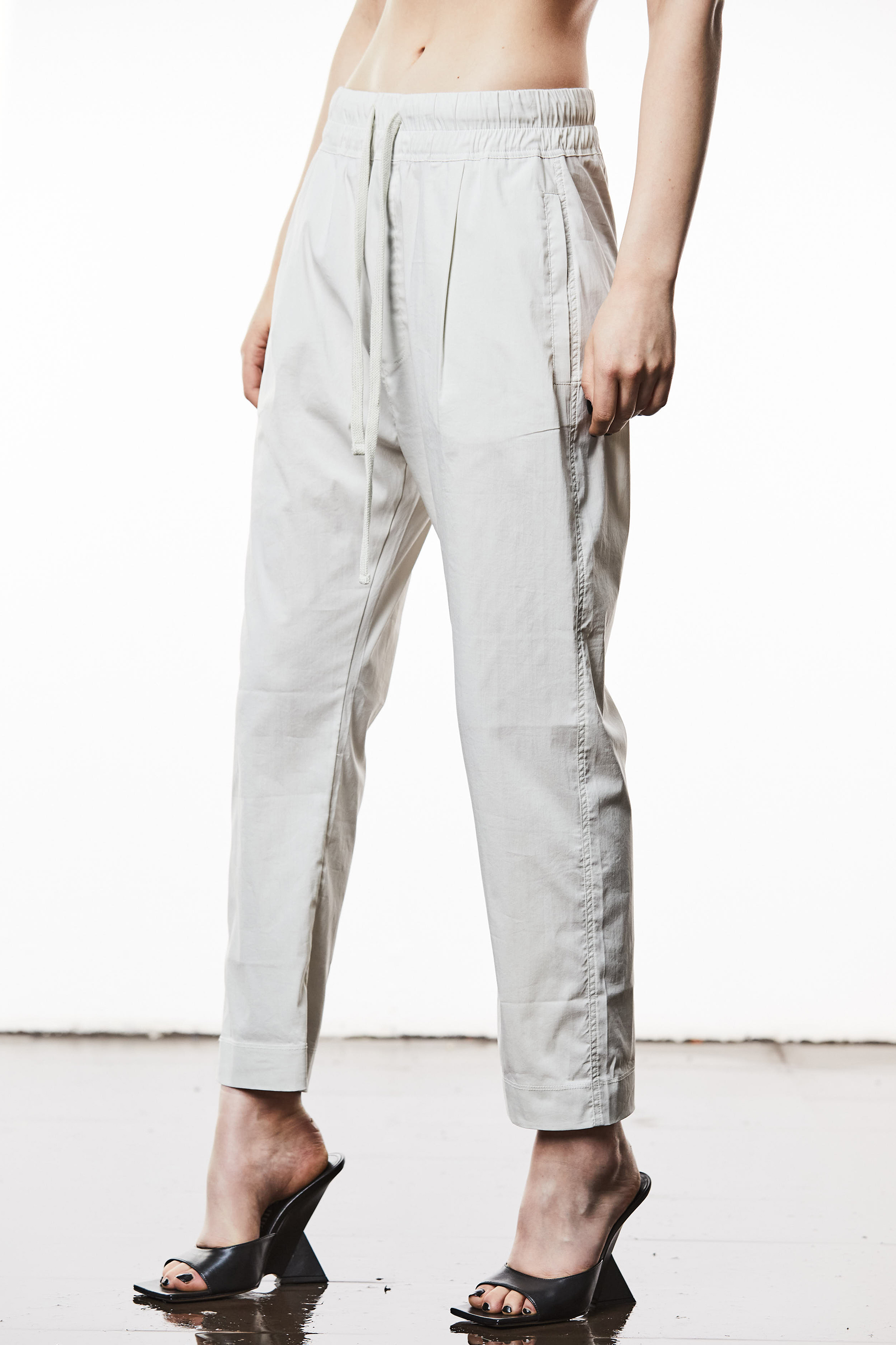 THOM KROM Dropped Crotch Woven Cotton Blend Stretch Pants