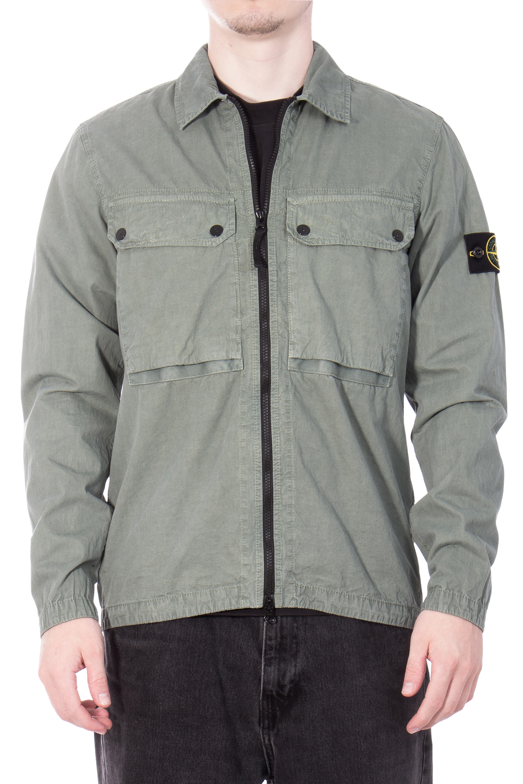 STONE ISLAND Zipped Cotton Overshirt 