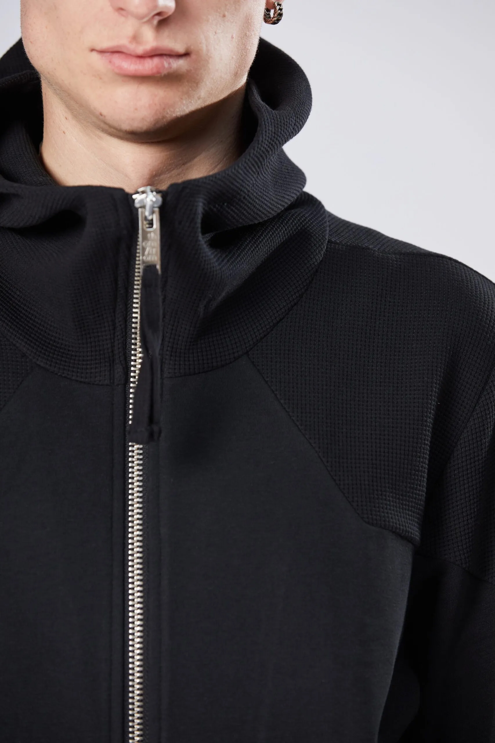 THOM KROM Hooded Cotton Stretch Zip Hoodie