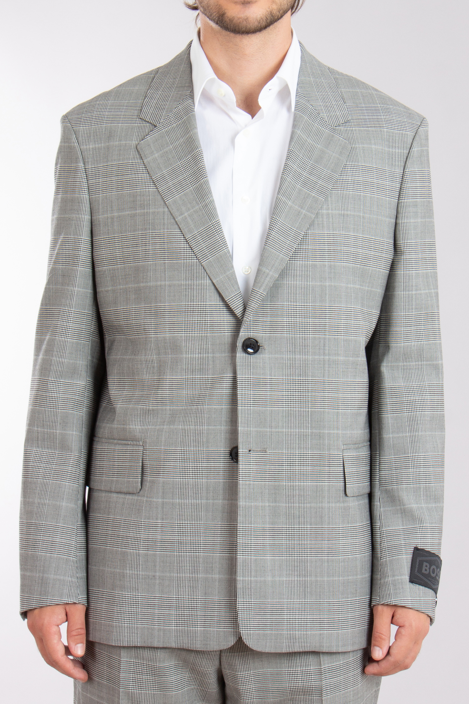 BOSS Checked Virgin Wool Blend Stretch Jacket C-Cris