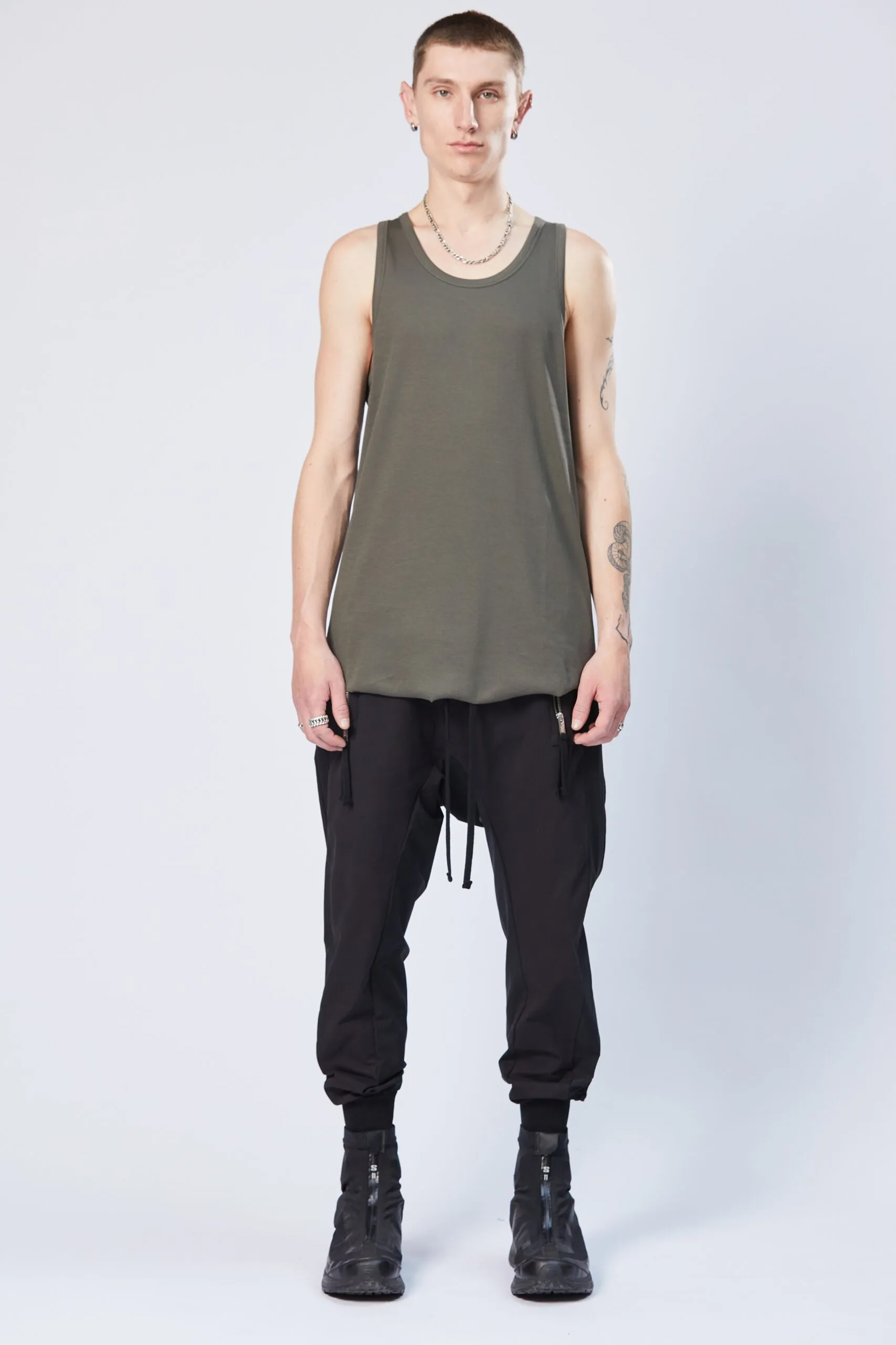 THOM KROM Fine Rib Cotton Stretch Tank Top