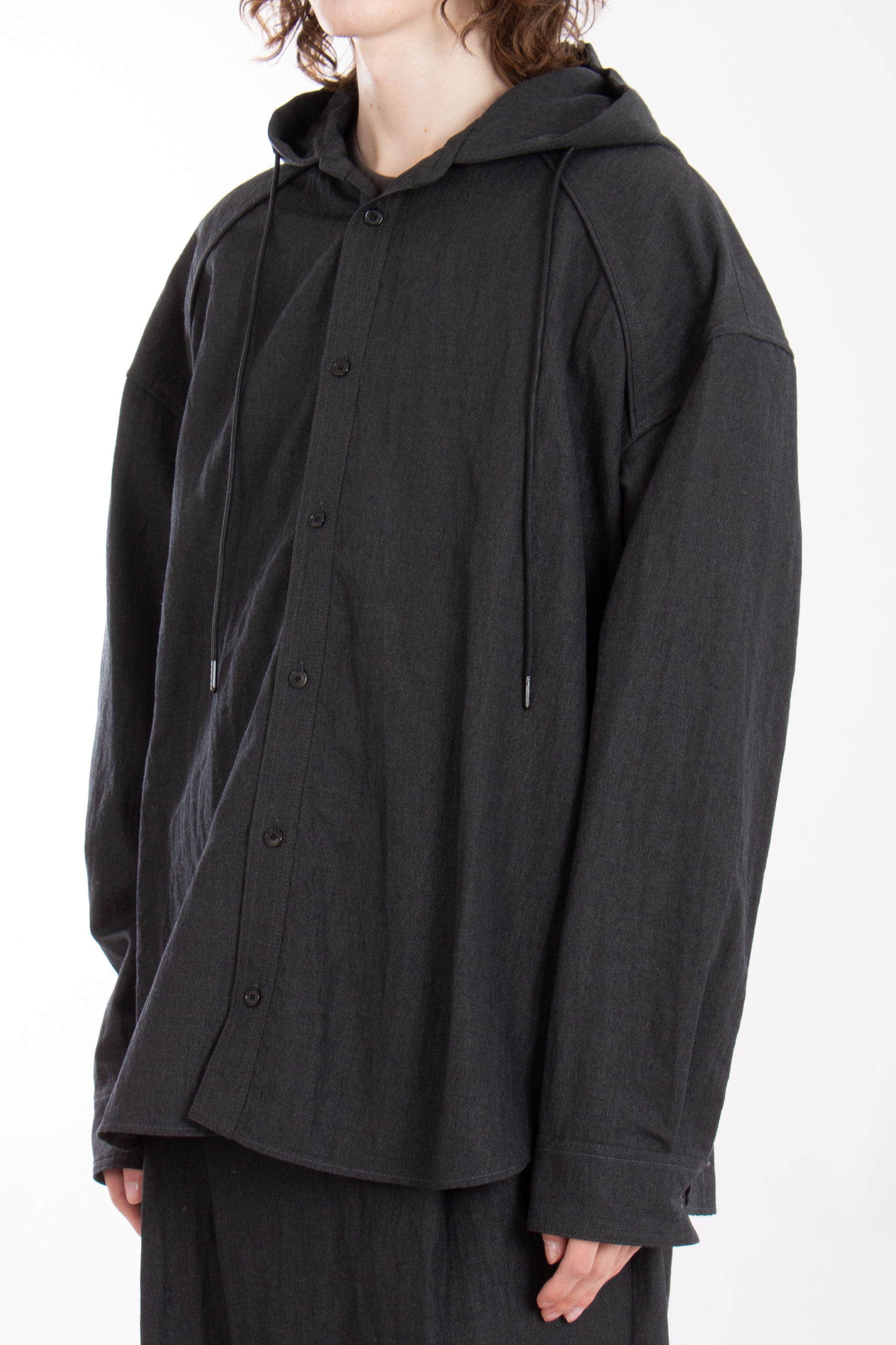 JUUN.J Hooded Wool-Nylon Blend Overshirt