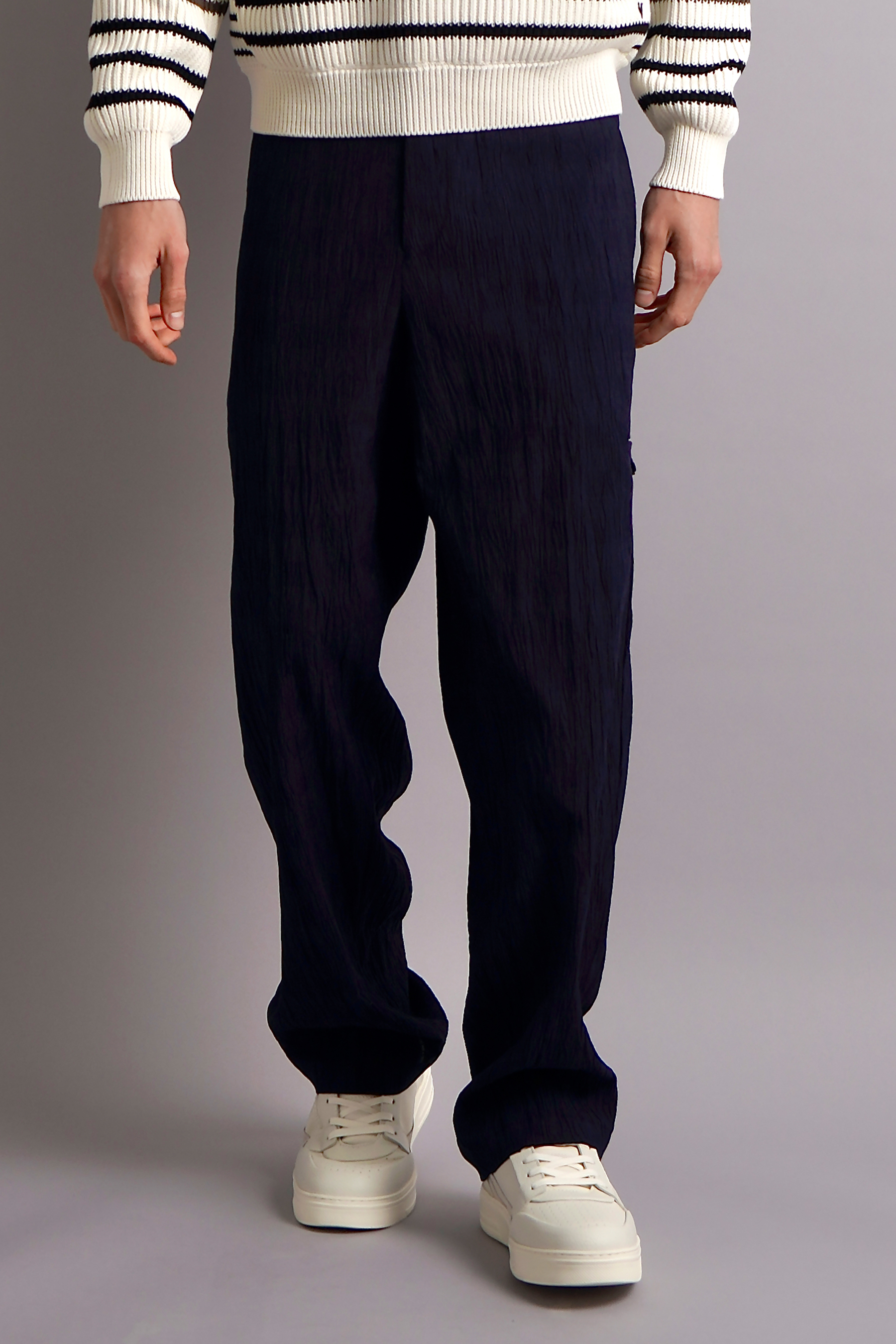 EMPORIO ARMANI Prince-Of-Wales Seersucker-Lyocell Blend Pants