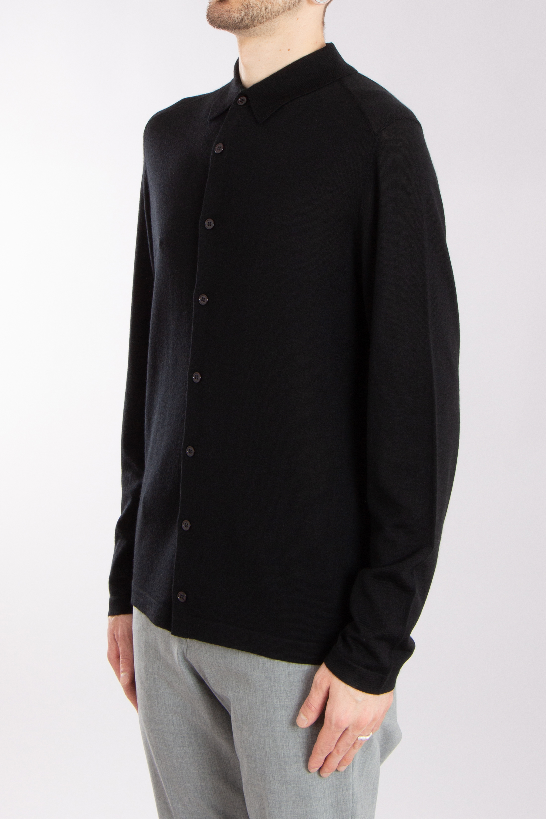 MIENTUS BERLIN Extrafine Wool-Silk-Cashmere Blend Knit Shirt