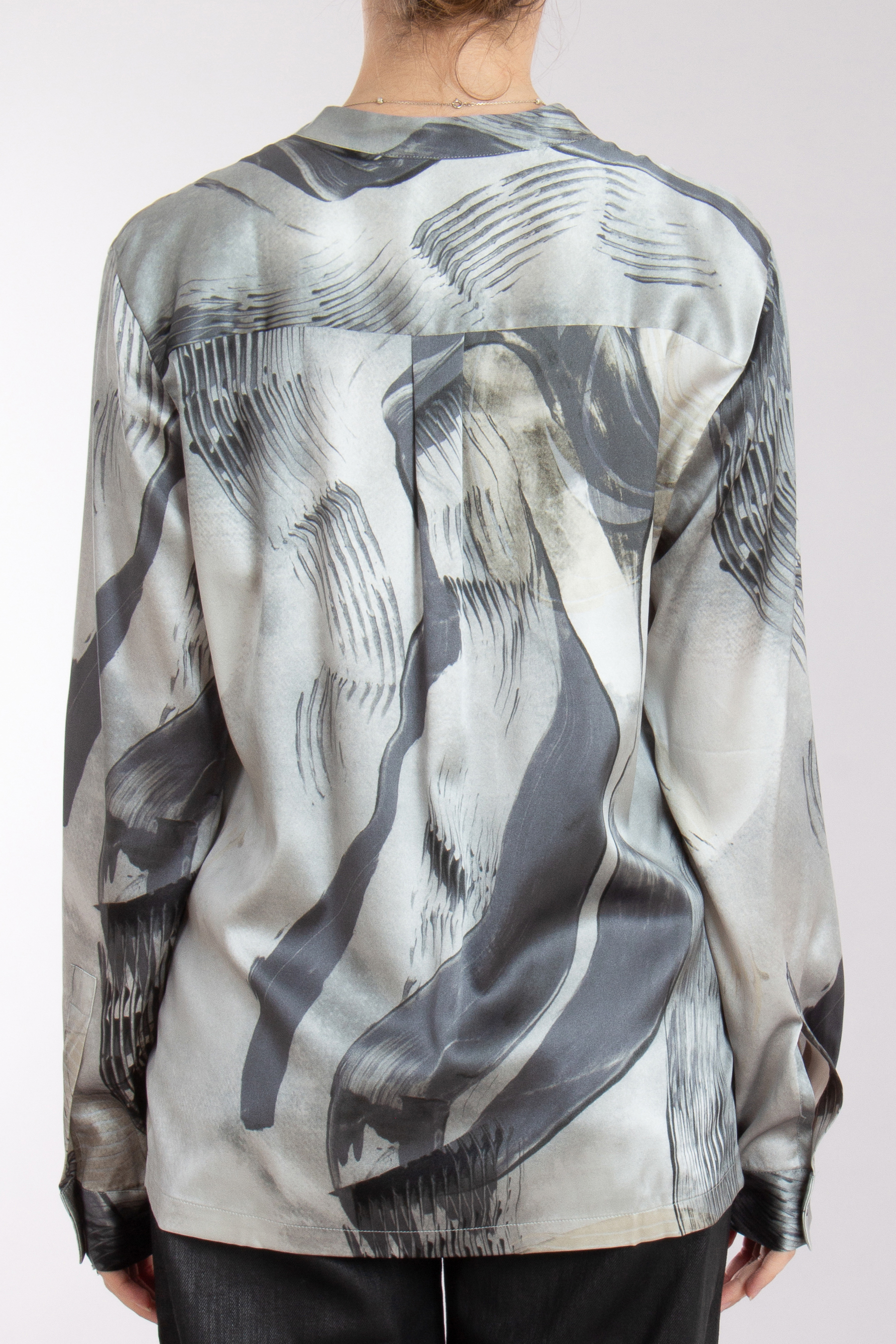 0039 ITALY Patterned Silk Stretch Blouse Janice