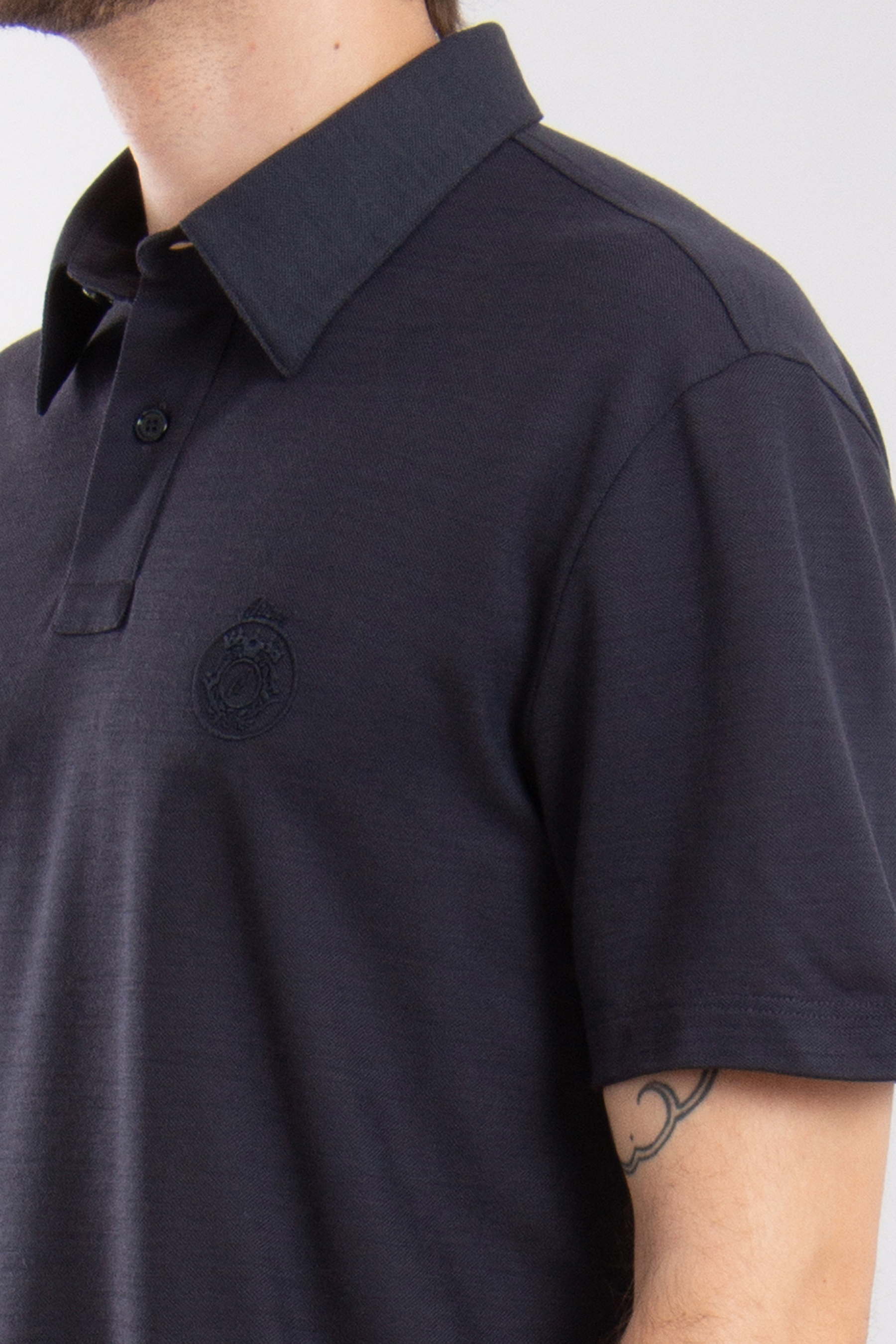 BRIONI Embroidered Technical Wool Polo Shirt