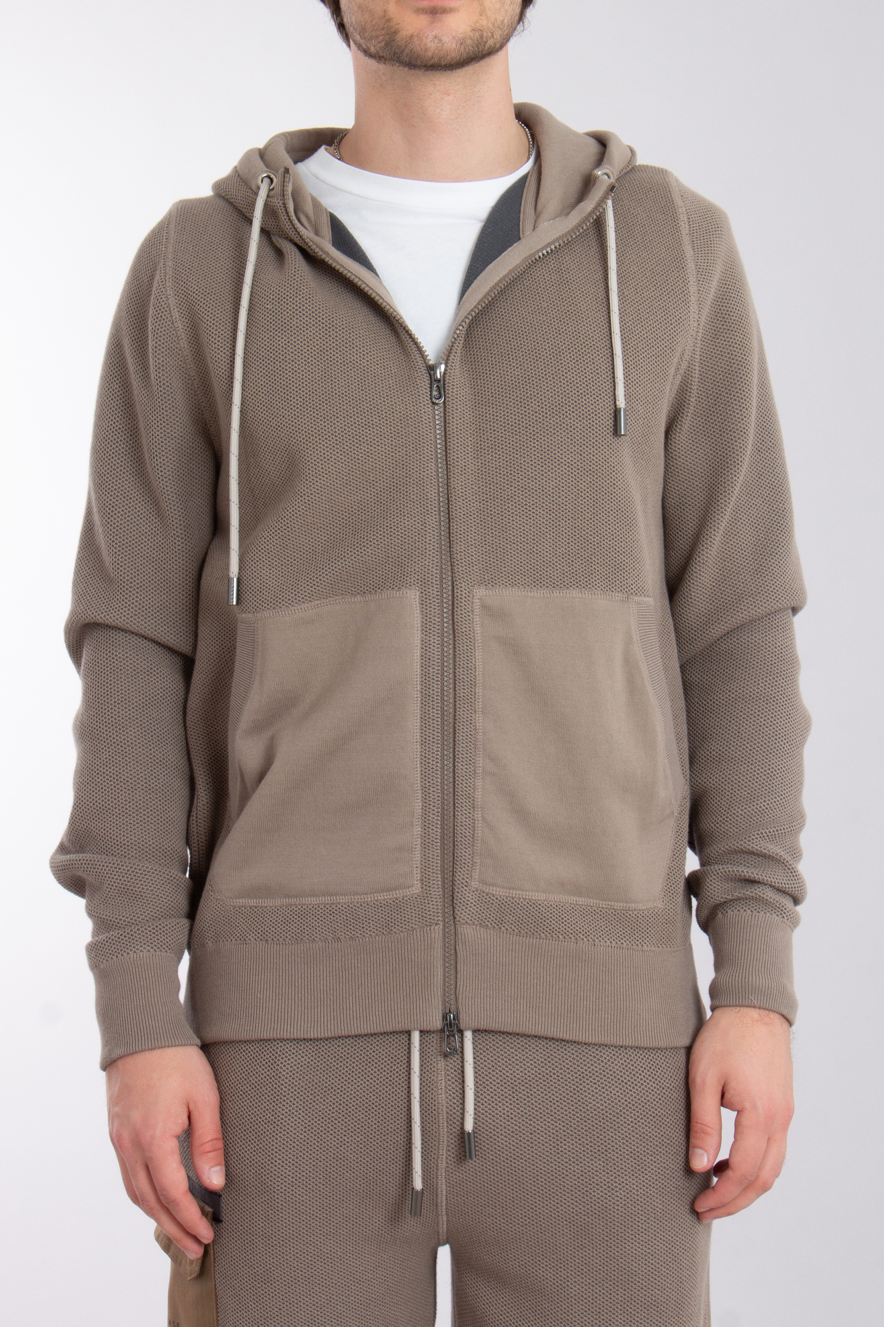 SEASE 3D Knitted Cotton Blend Zip Hoodie