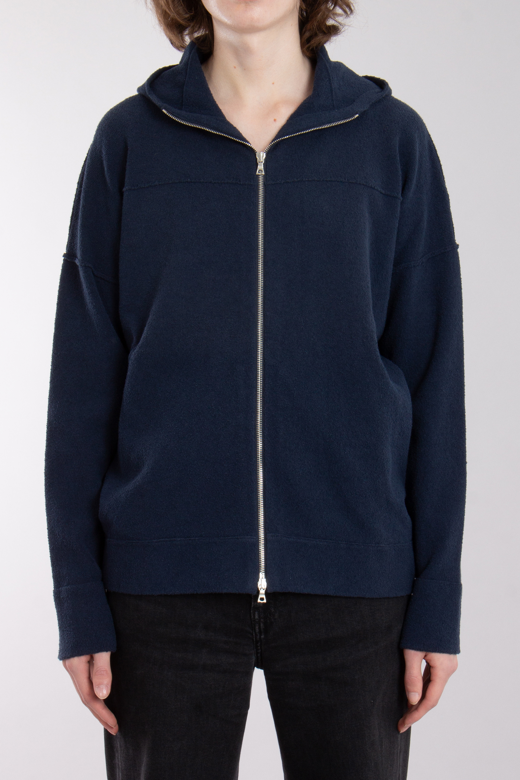 ROBERTO COLLINA Cotton Blend Blouclé Knit Zip Hoodie