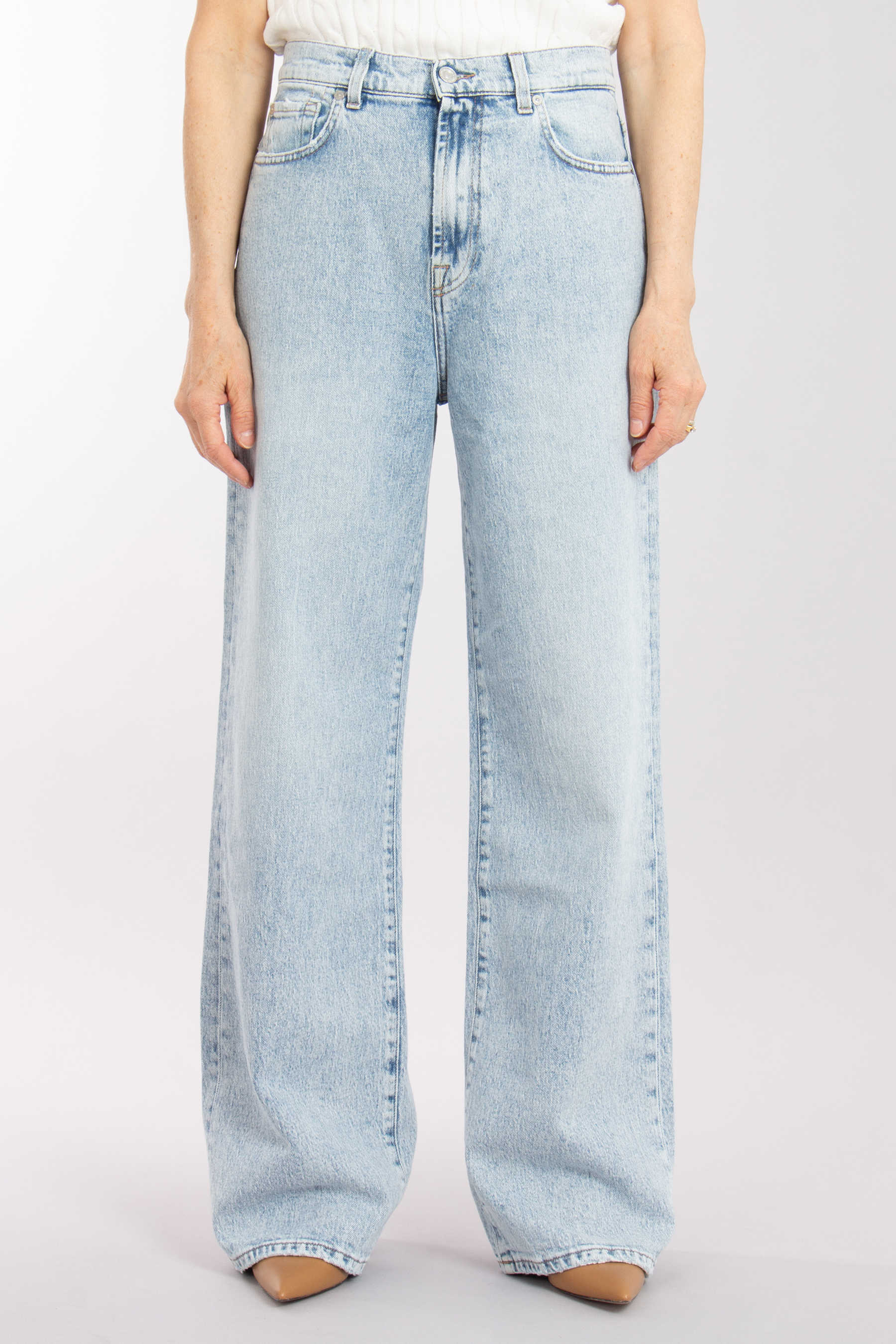 7 FOR ALL MANKIND X Chiara Biasi Cotton Stretch Denim Jeans Relaxed Trouser