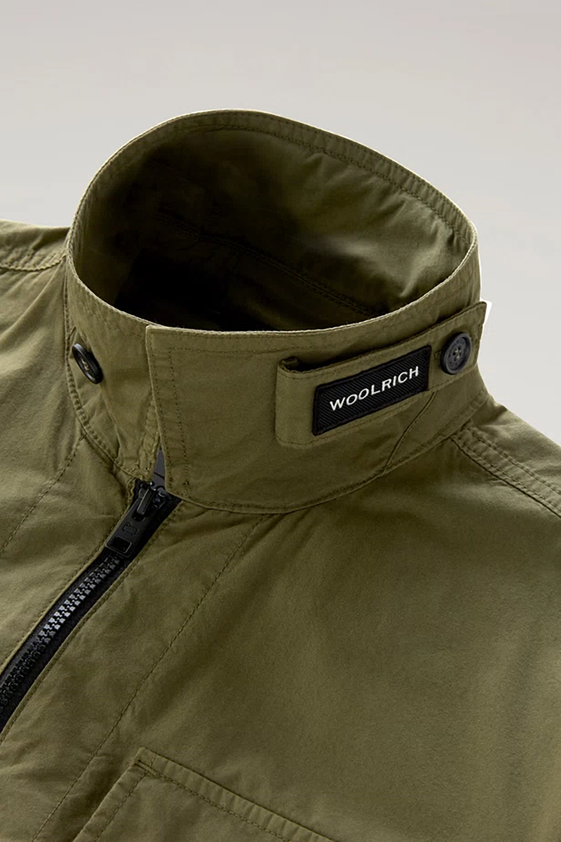 WOOLRICH Zip Cotton Gabardine Overshirt