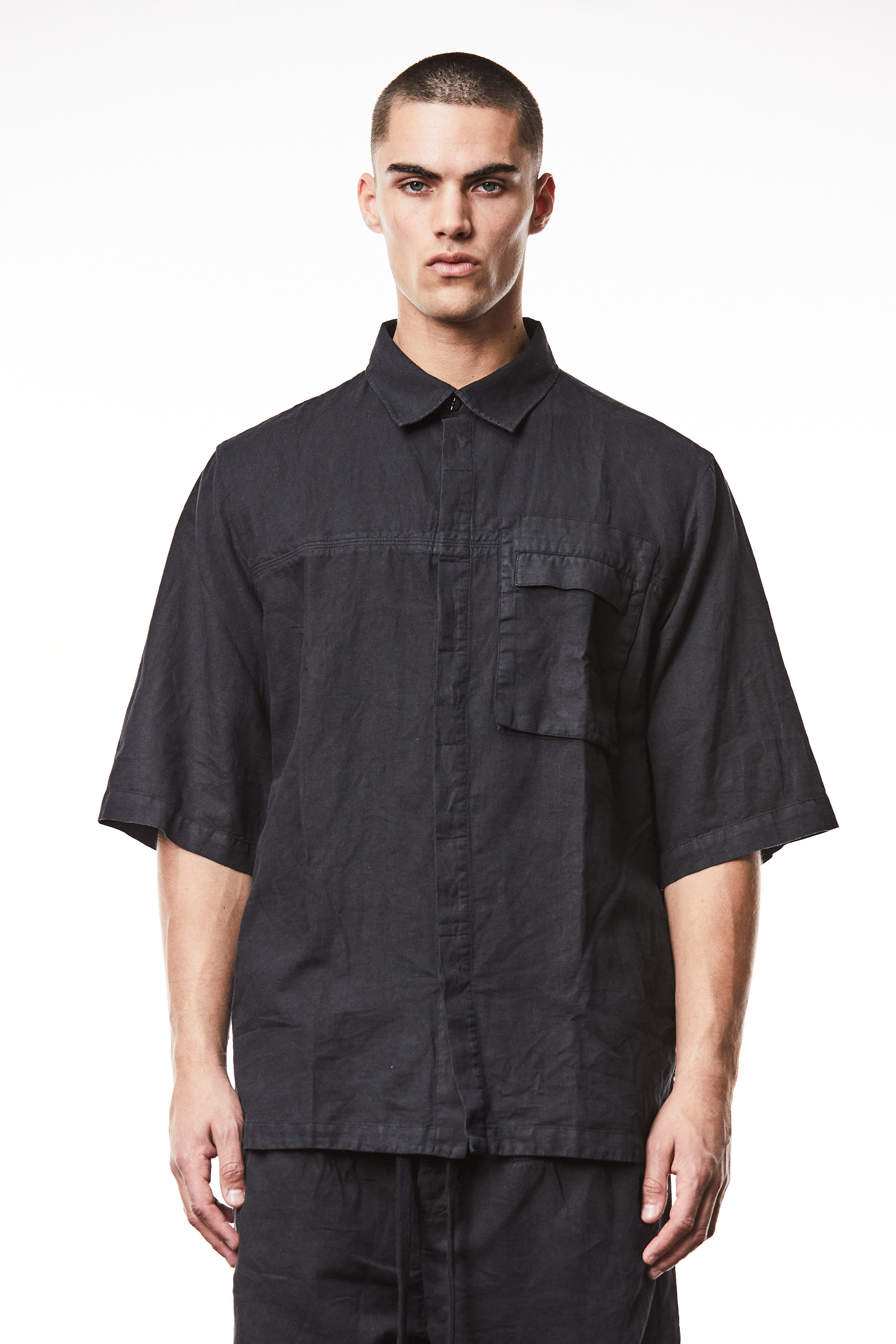 THOM KROM Relaxed Fit Washed Linen-Cotton Blend Shirt