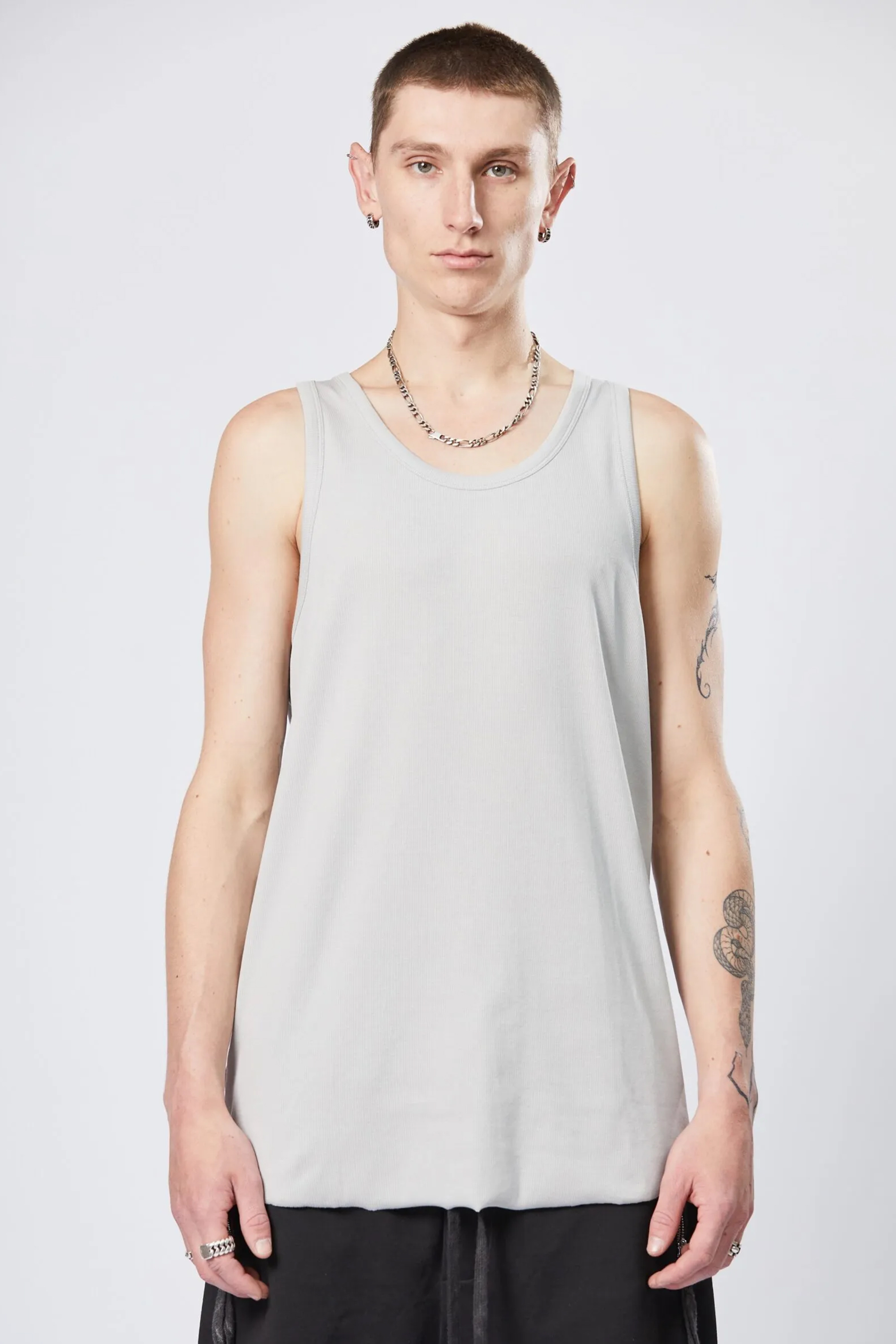 THOM KROM Fine Rib Cotton Stretch Tank Top