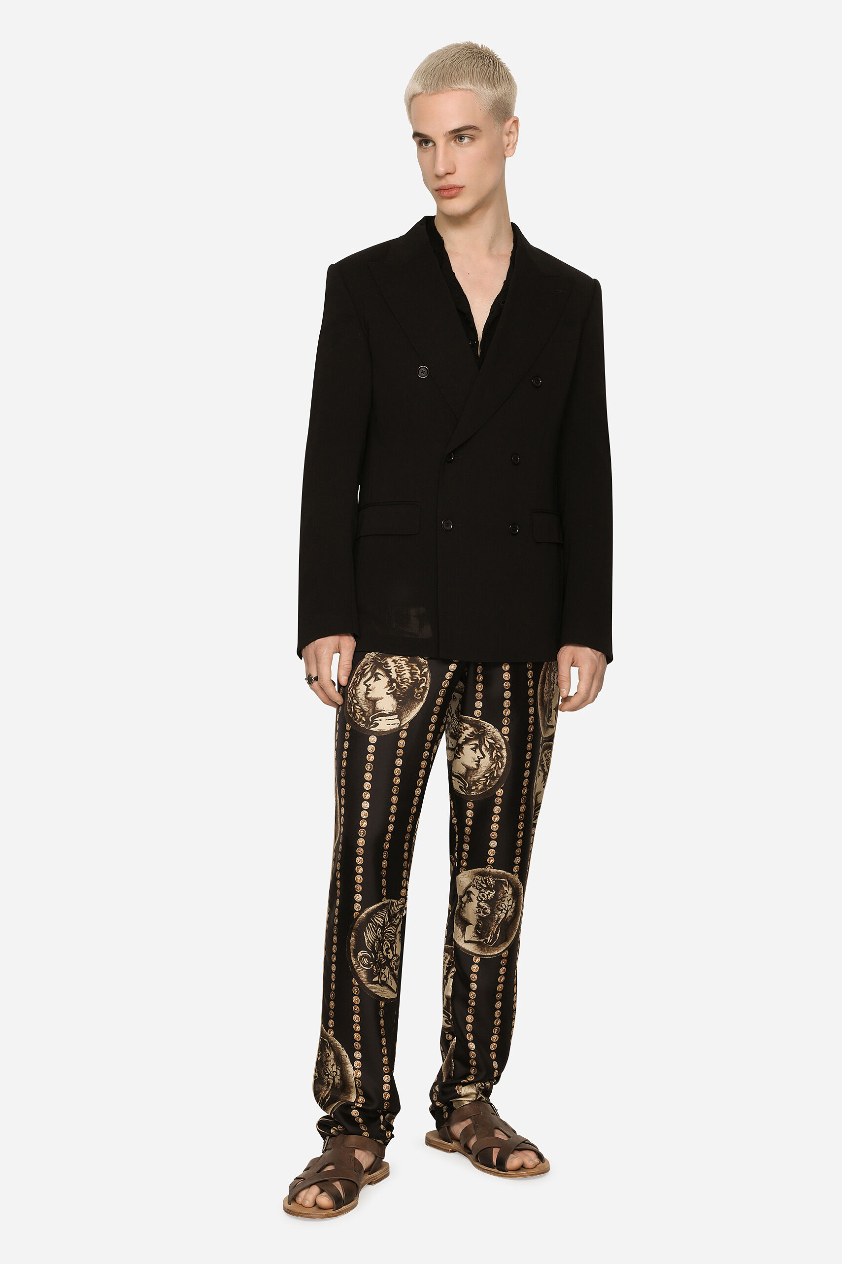 DOLCE & GABBANA Printed Silk Twill Sweatpants