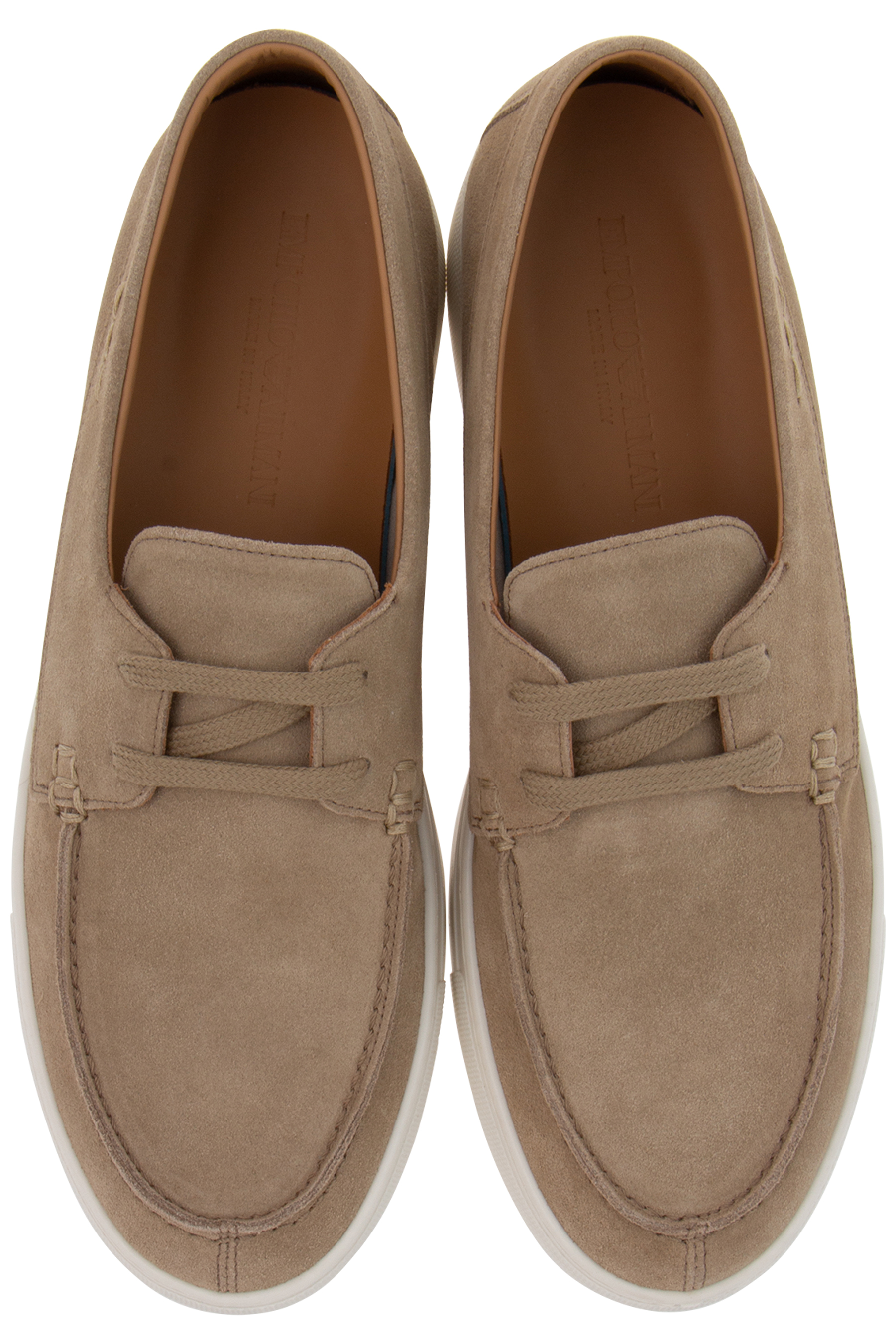 EMPORIO ARMANI Crust Leather Boat Shoes