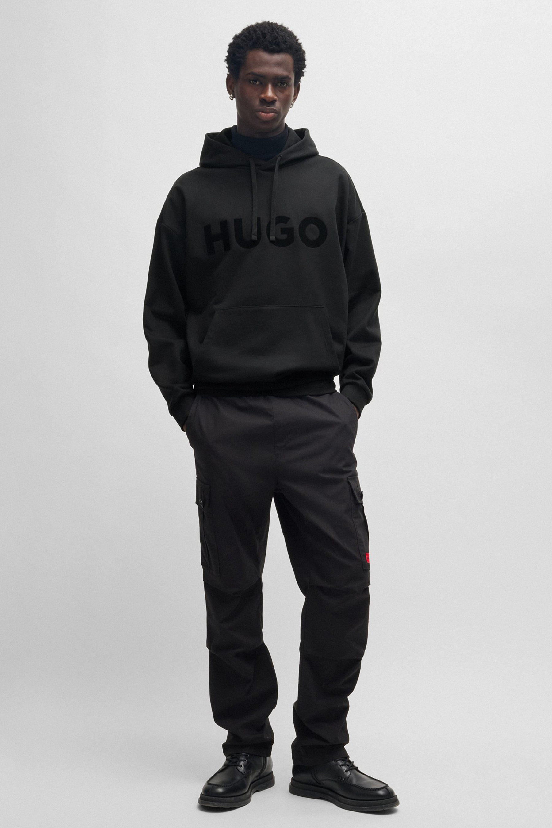 HUGO Oversized Printed Cotton French Terry Hoodie Ditchle