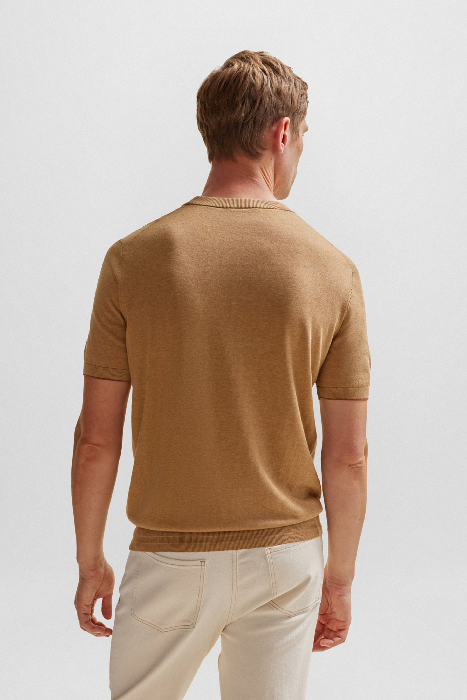 BOSS Short-Sleeve Silk-Cotton Blend Sweater L-Porto