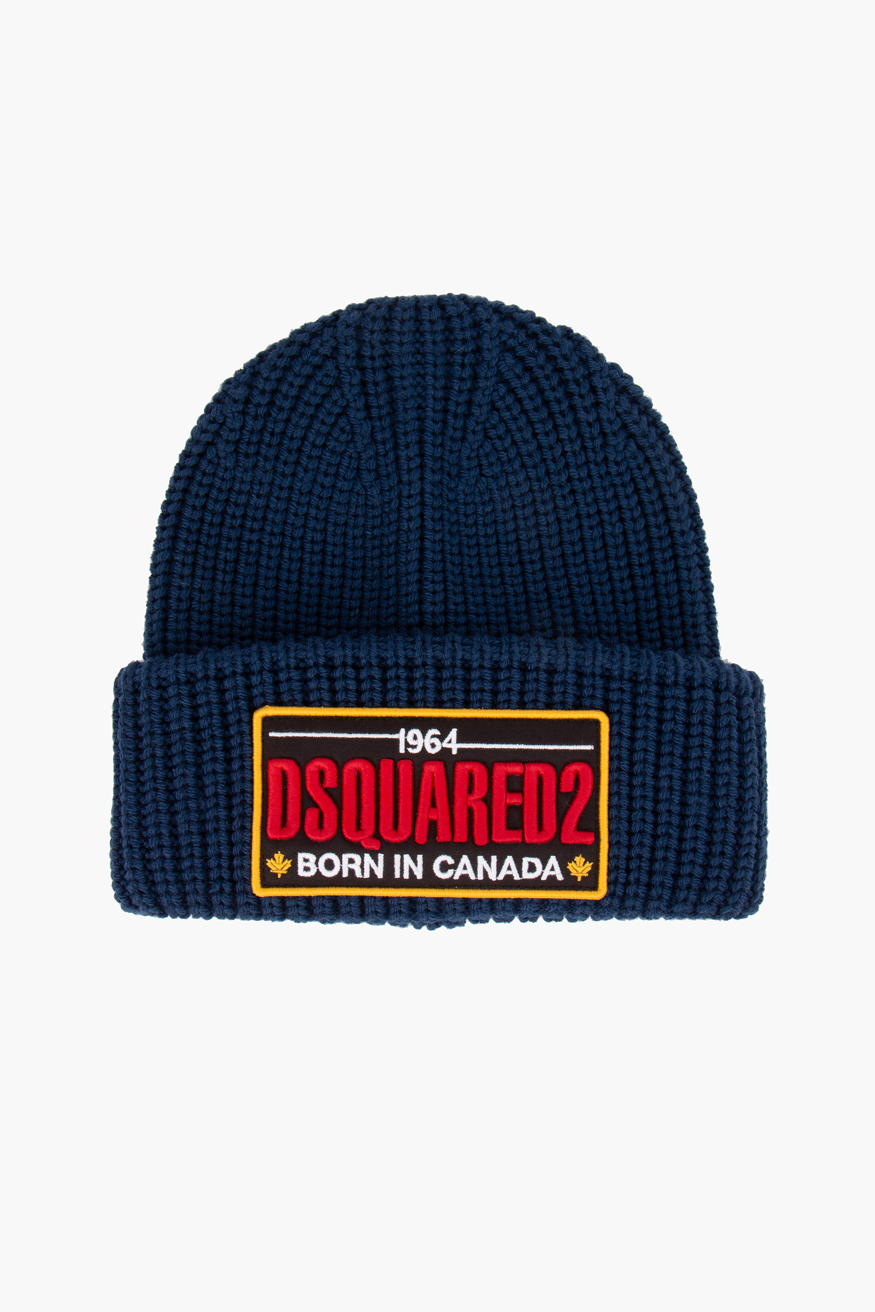 DSQUARED2 Patch Ribbed Wool Beanie