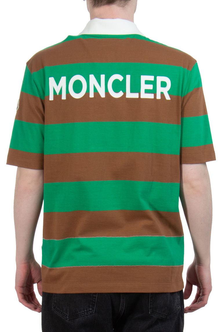 MONCLER Striped Cotton Polo Shirt