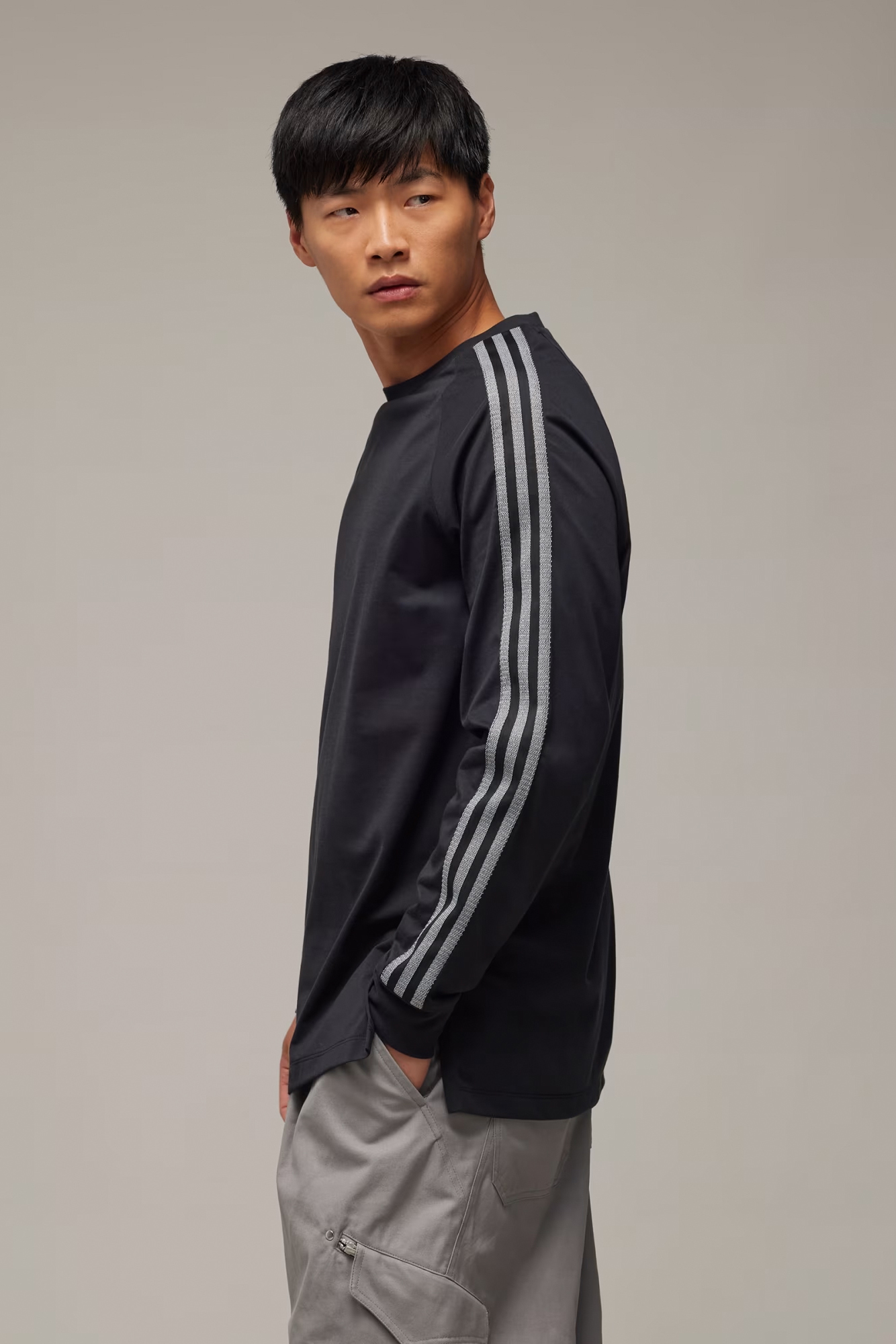 Y-3 3-Stripes Cotton Blend Long Sleeve