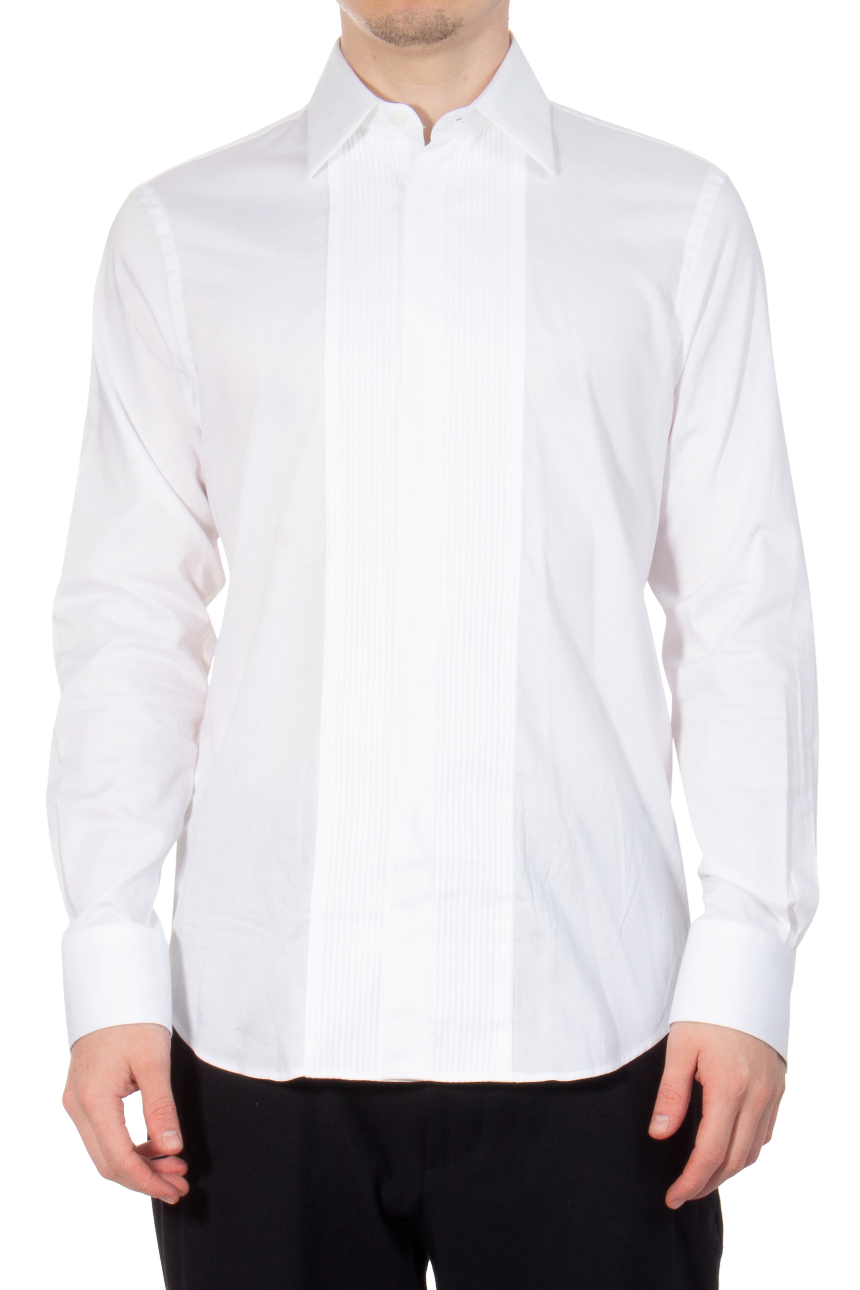 PAUL SMITH Pleated Front Cotton Evening Shirt