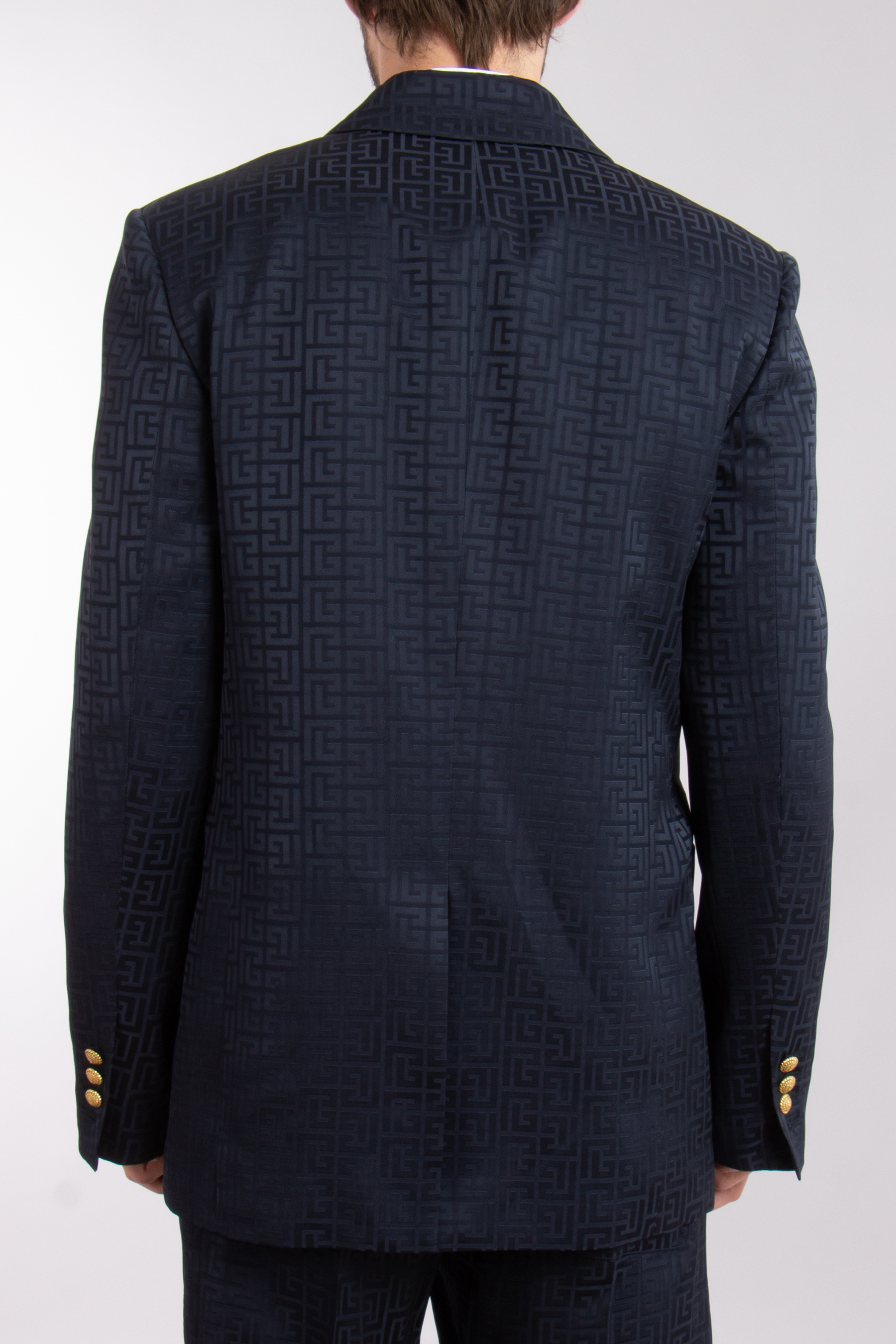 BALMAIN Monogrammed Satin Jacquard Blazer