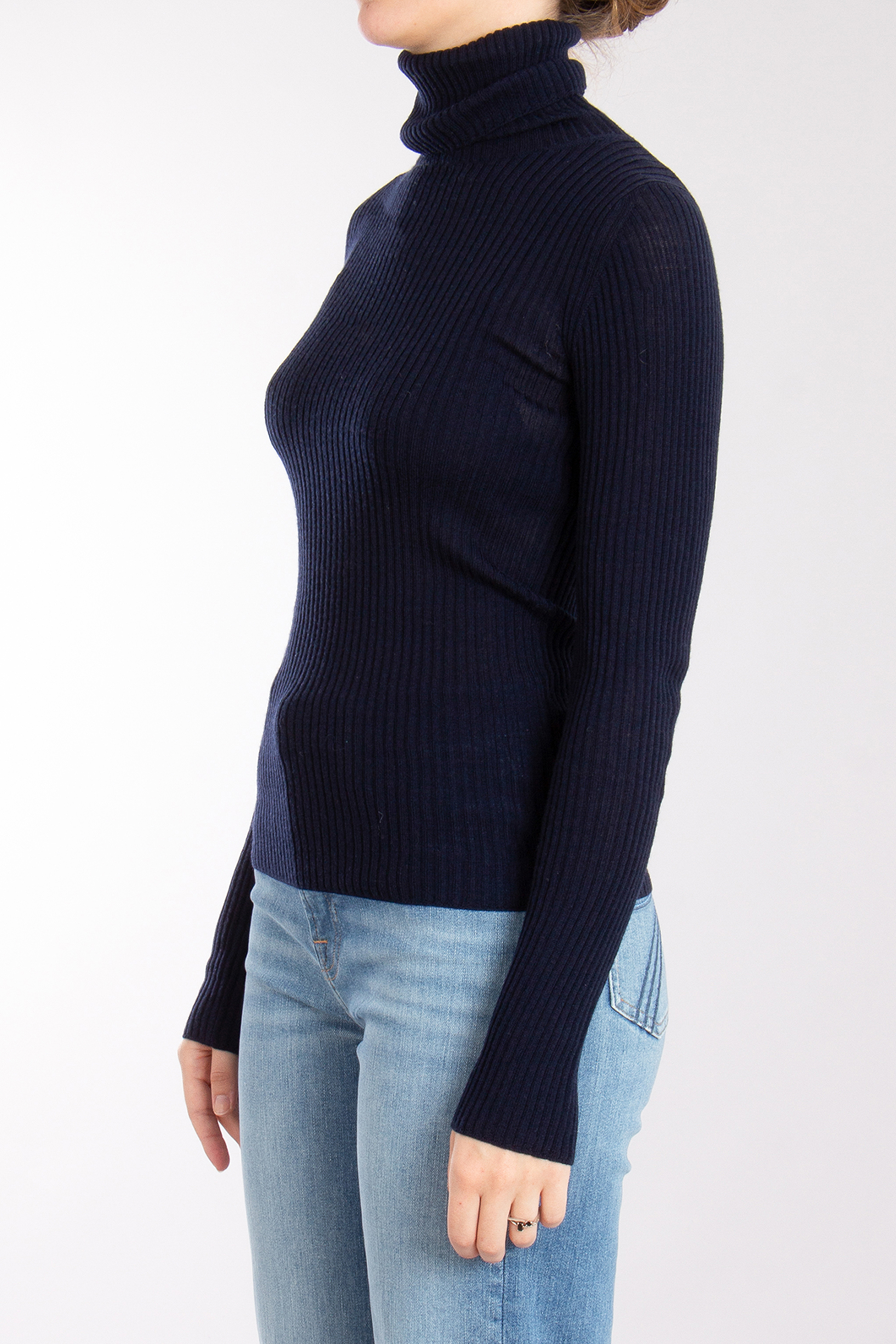 0039 ITALY Ribbed Wool Turtleneck Sweater Whiley