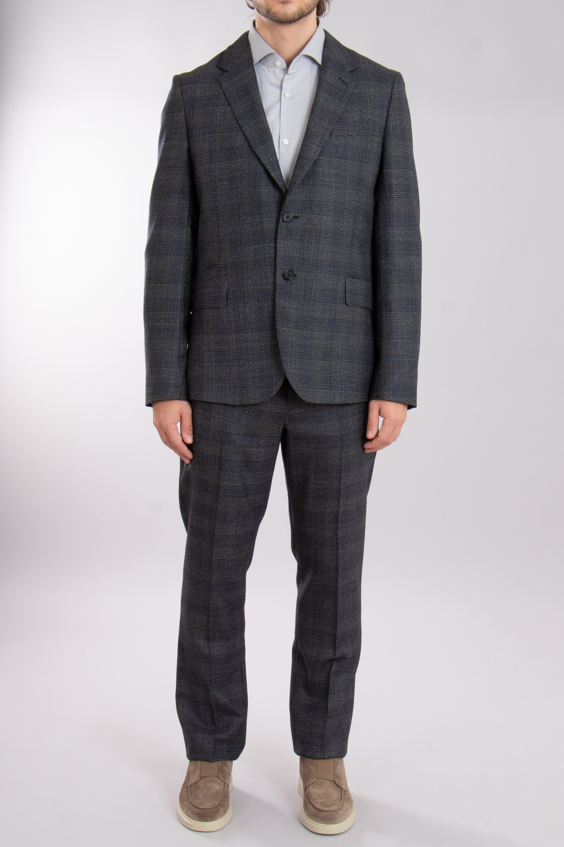 PAUL SMITH Slim Fit Gingham Check Natural Stretch Wool Pants