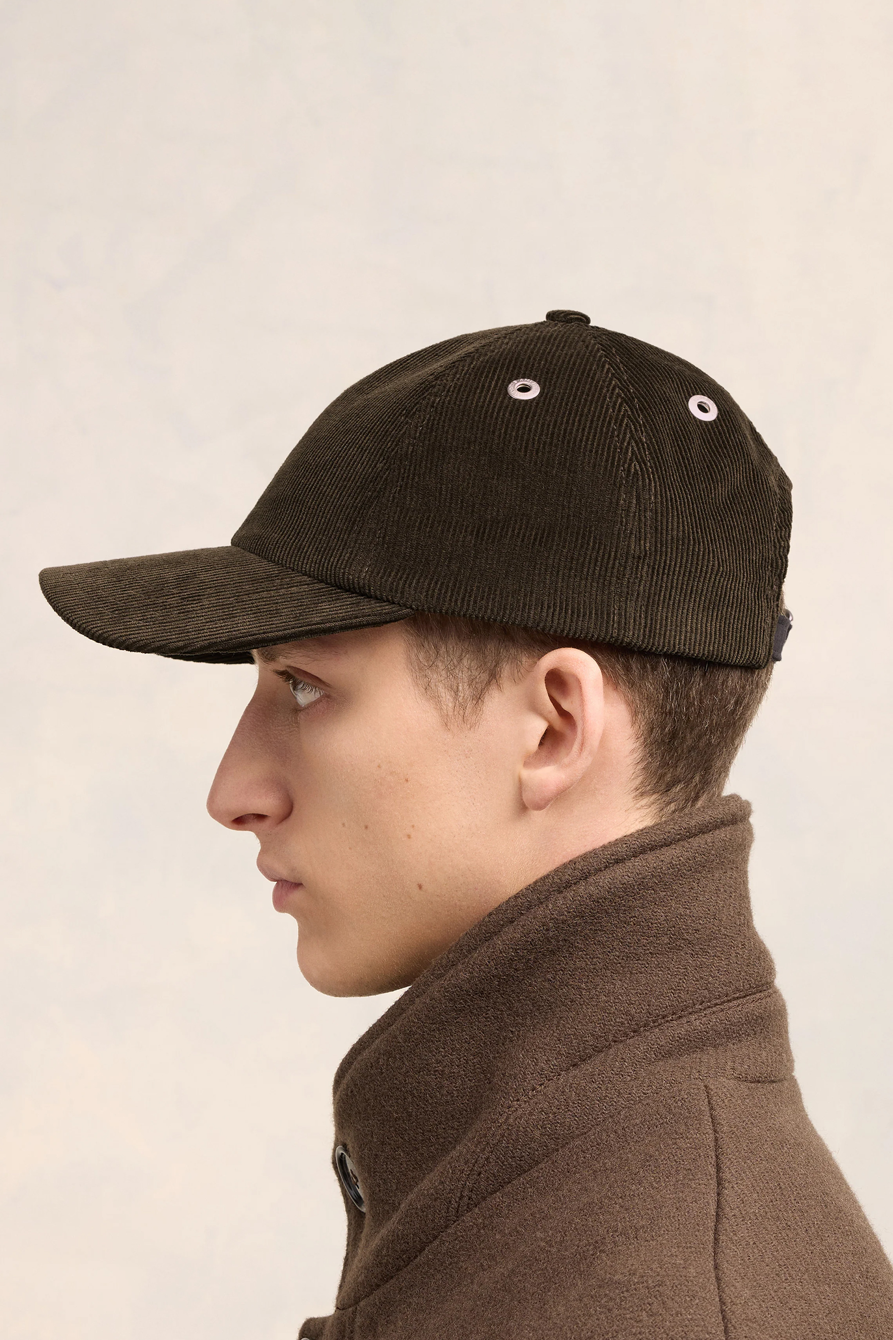 AMI PARIS Embroidered Cotton Courduroy Cap