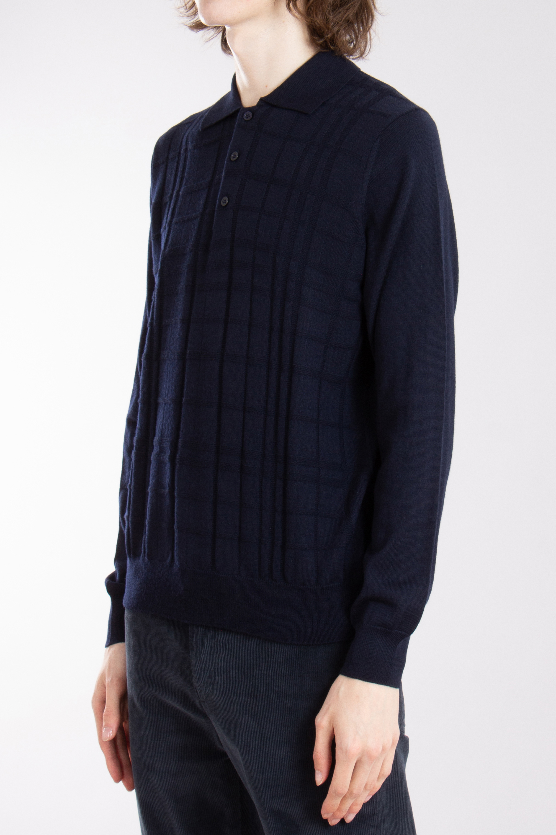 CANALI Structured Wool Knit Polo