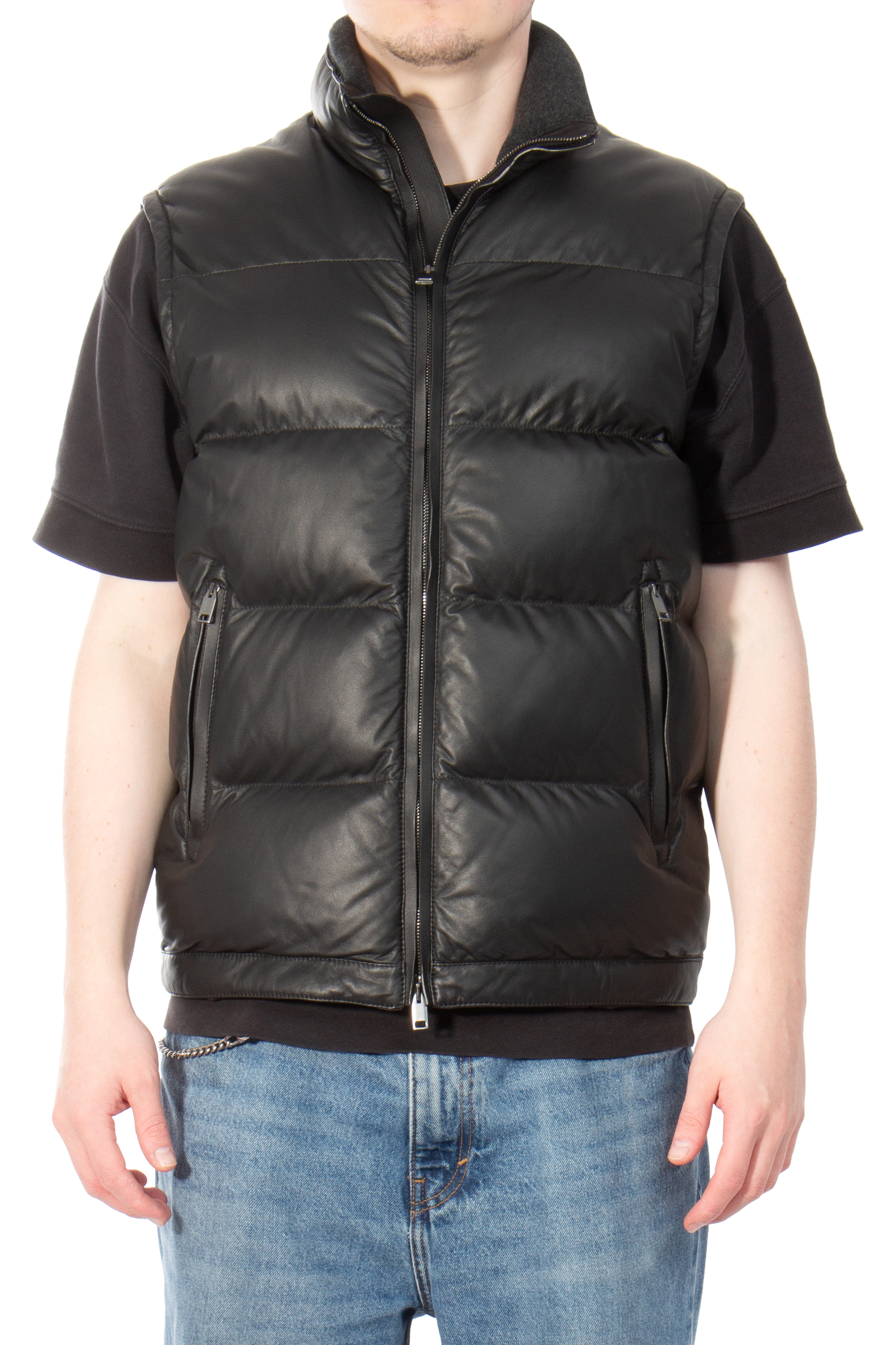 BRIONI Leather Puffer Vest