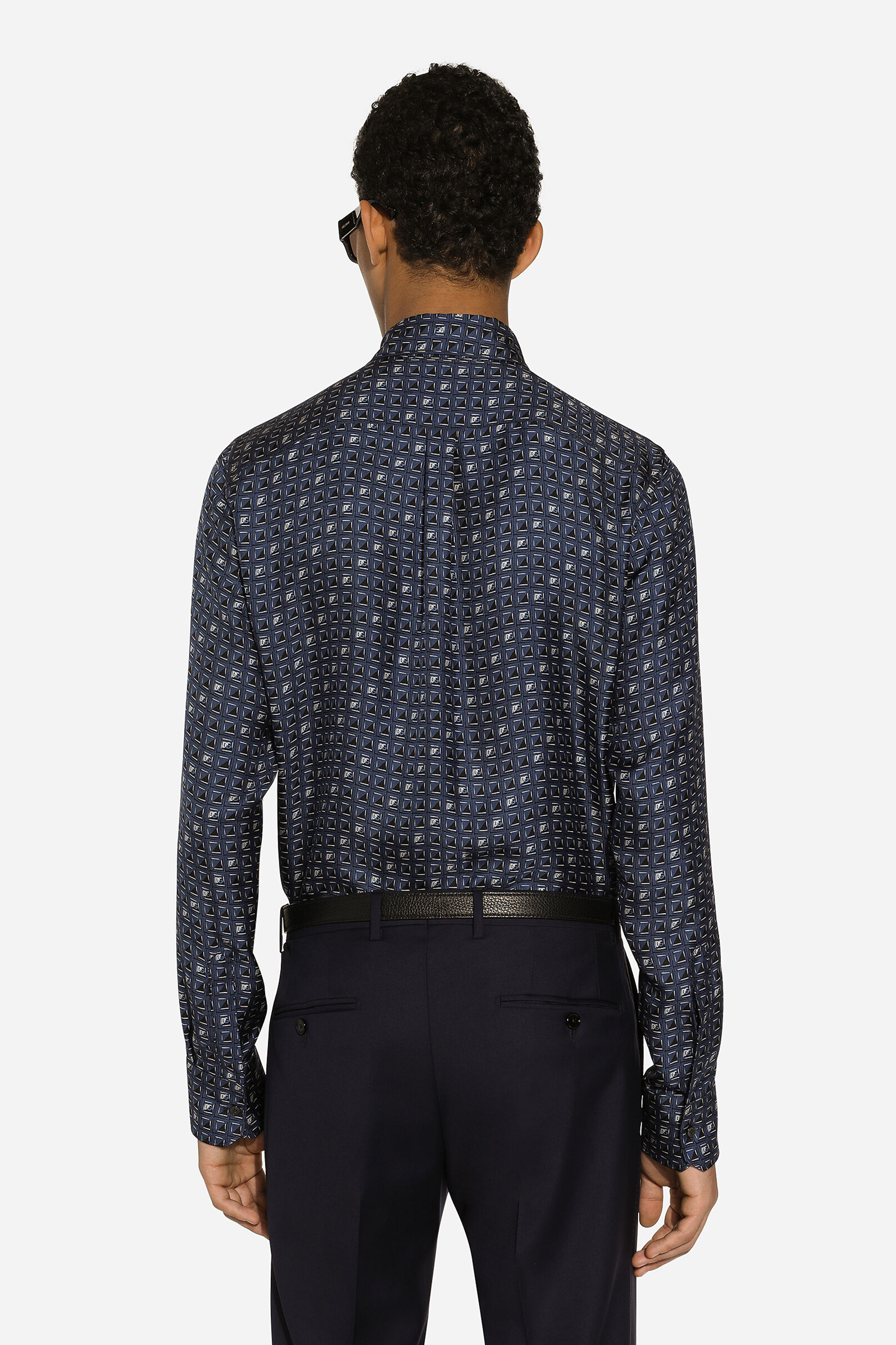 DOLCE & GABBANA Martini Fit Tie Print Silk Shirt