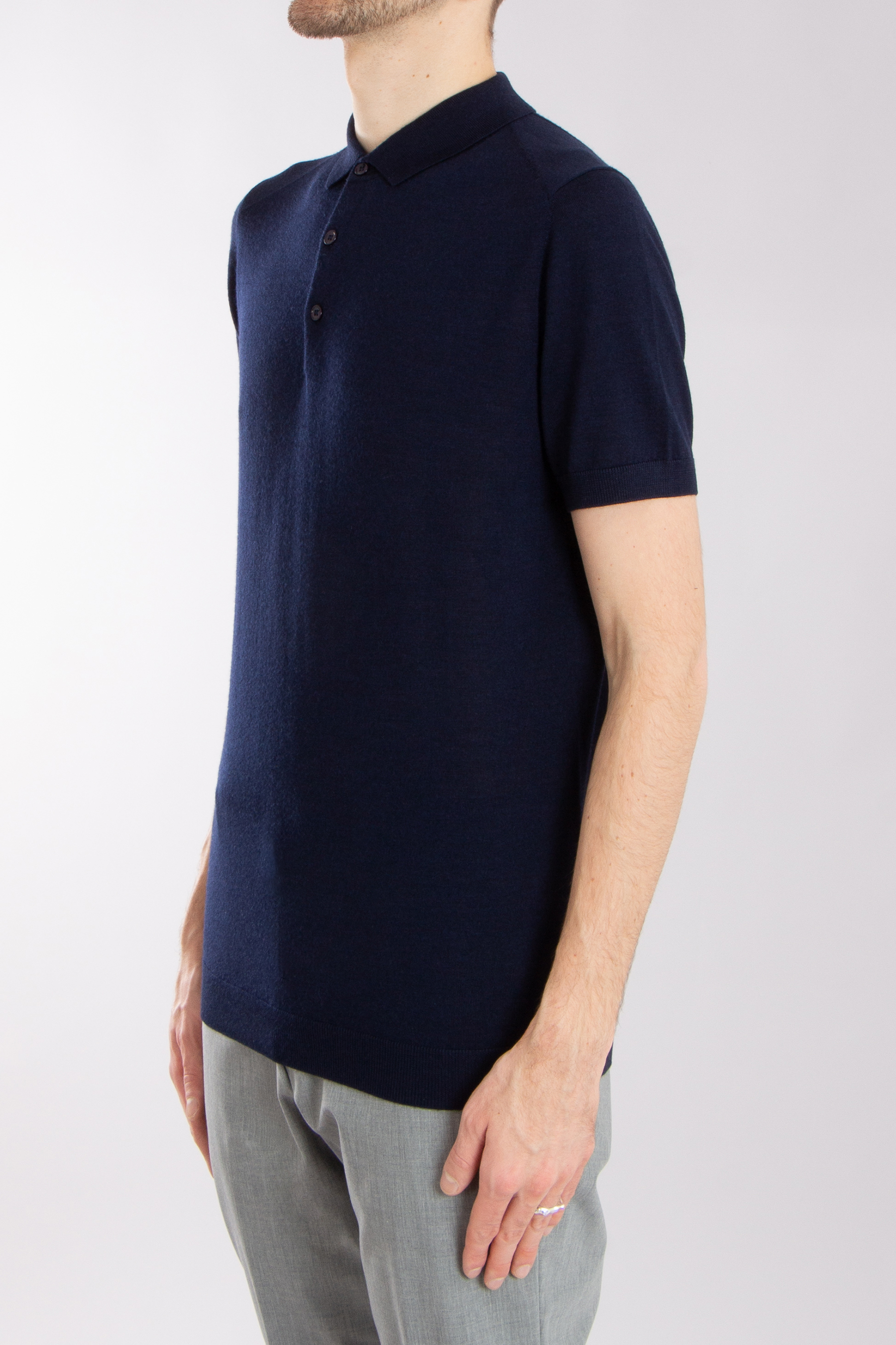 MIENTUS BERLIN Extrafine Wool-Silk-Cashmere Blend Knit Polo