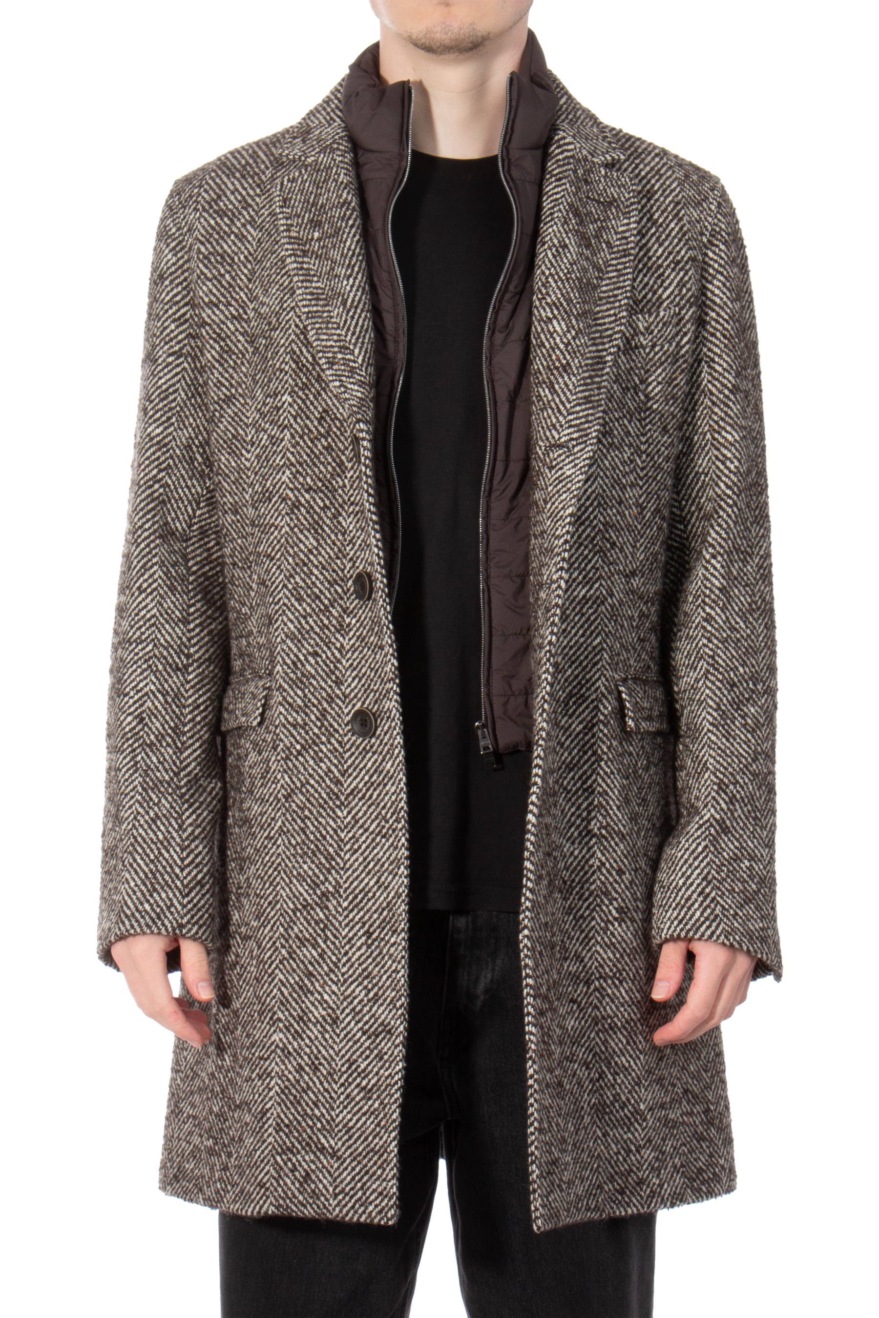 HERNO Nylon Insert Wool Mix Coat