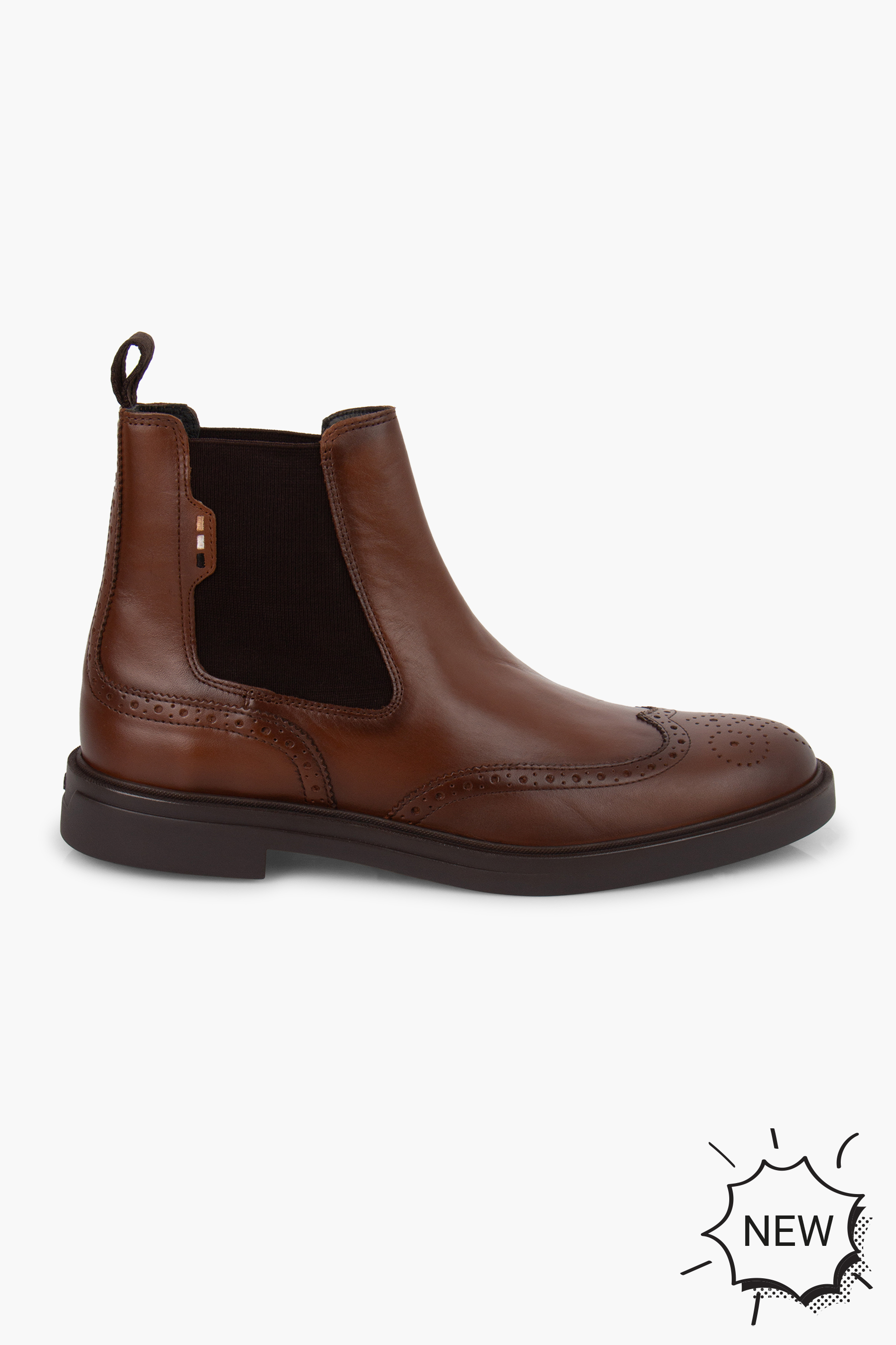 BOSS Brogue Leather Chelsea Boots Calev