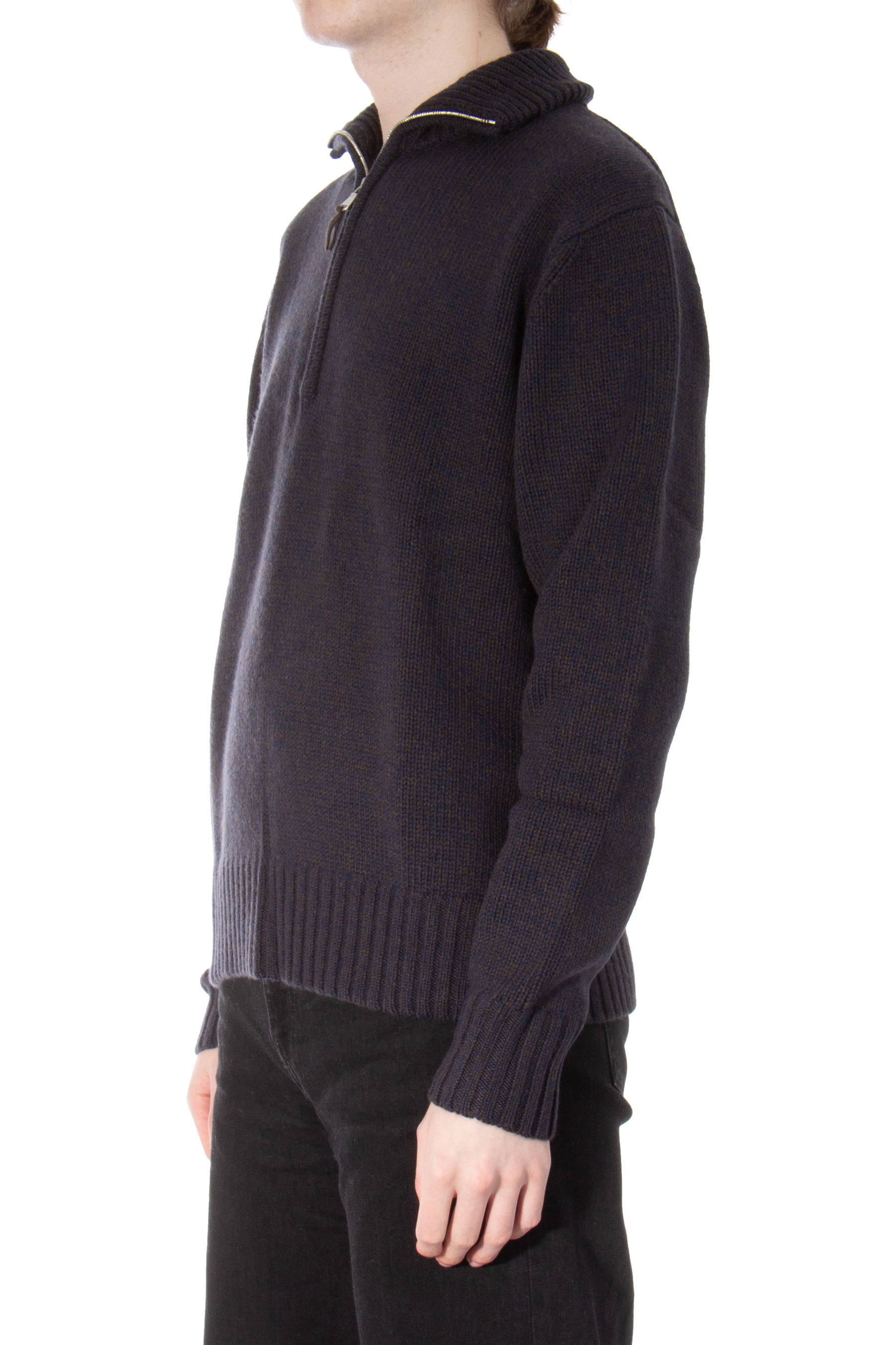 ALLUDE Virgin Wool-Cashmere Blend Half Zip Sweater