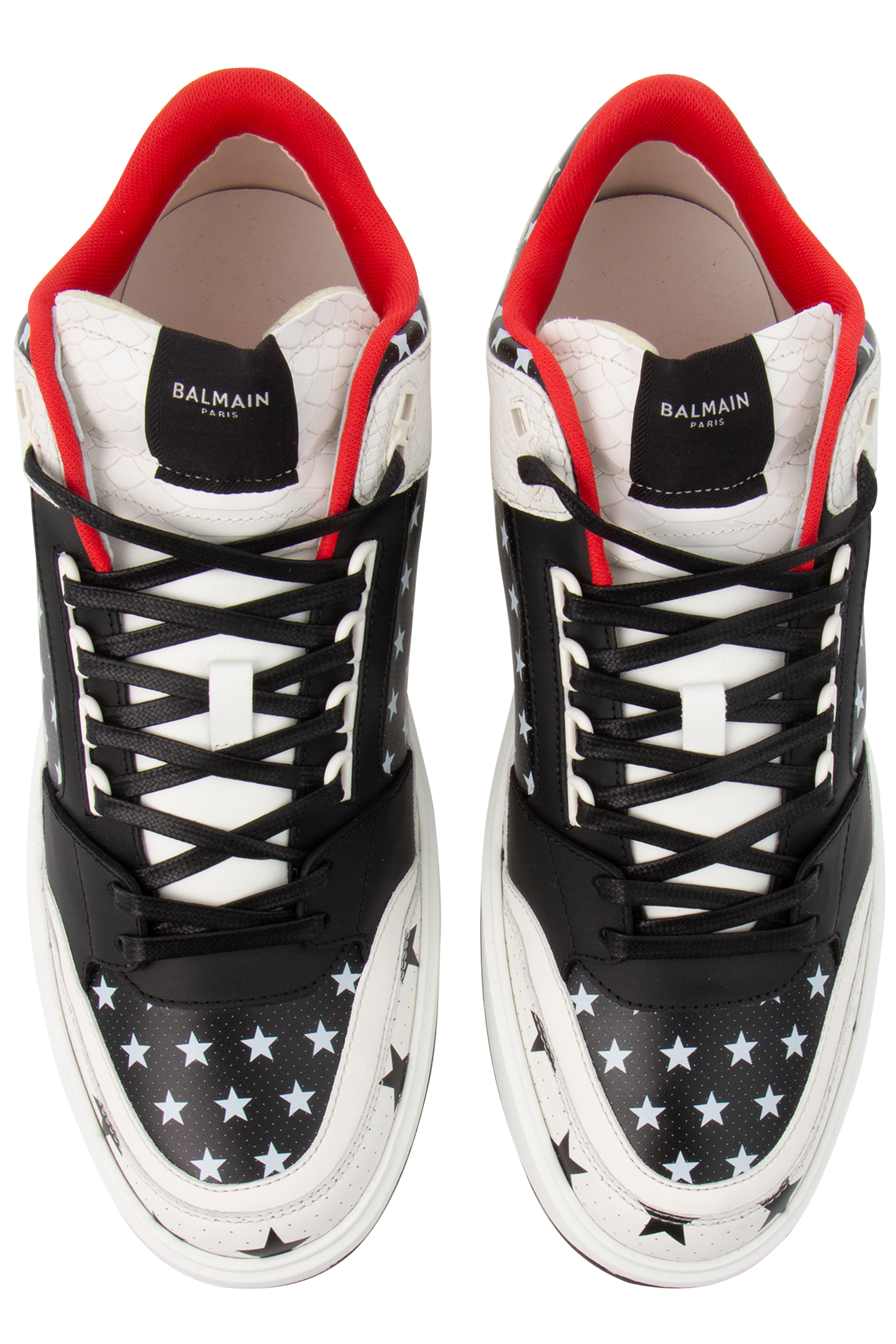 BALMAIN Star Print Mid-Top Leather Sneakers B-Court