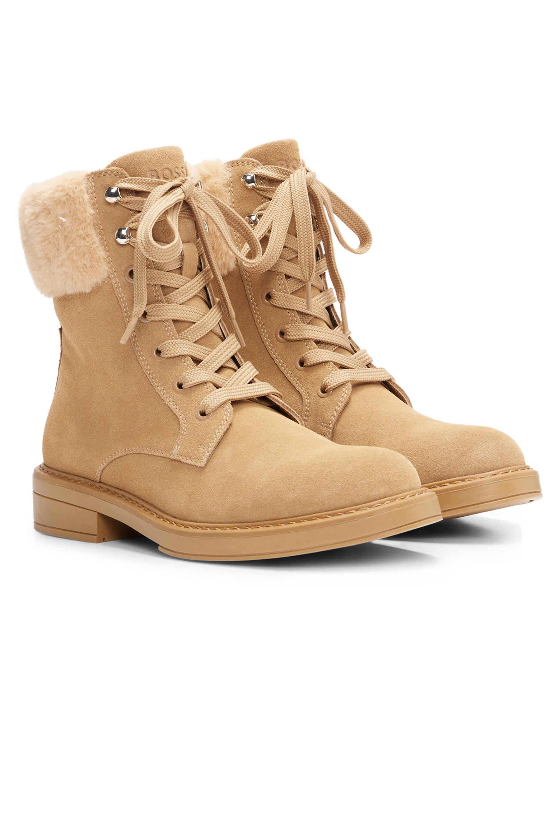 BOSS Suede & Faux Fur Lace Up Boots Vanity