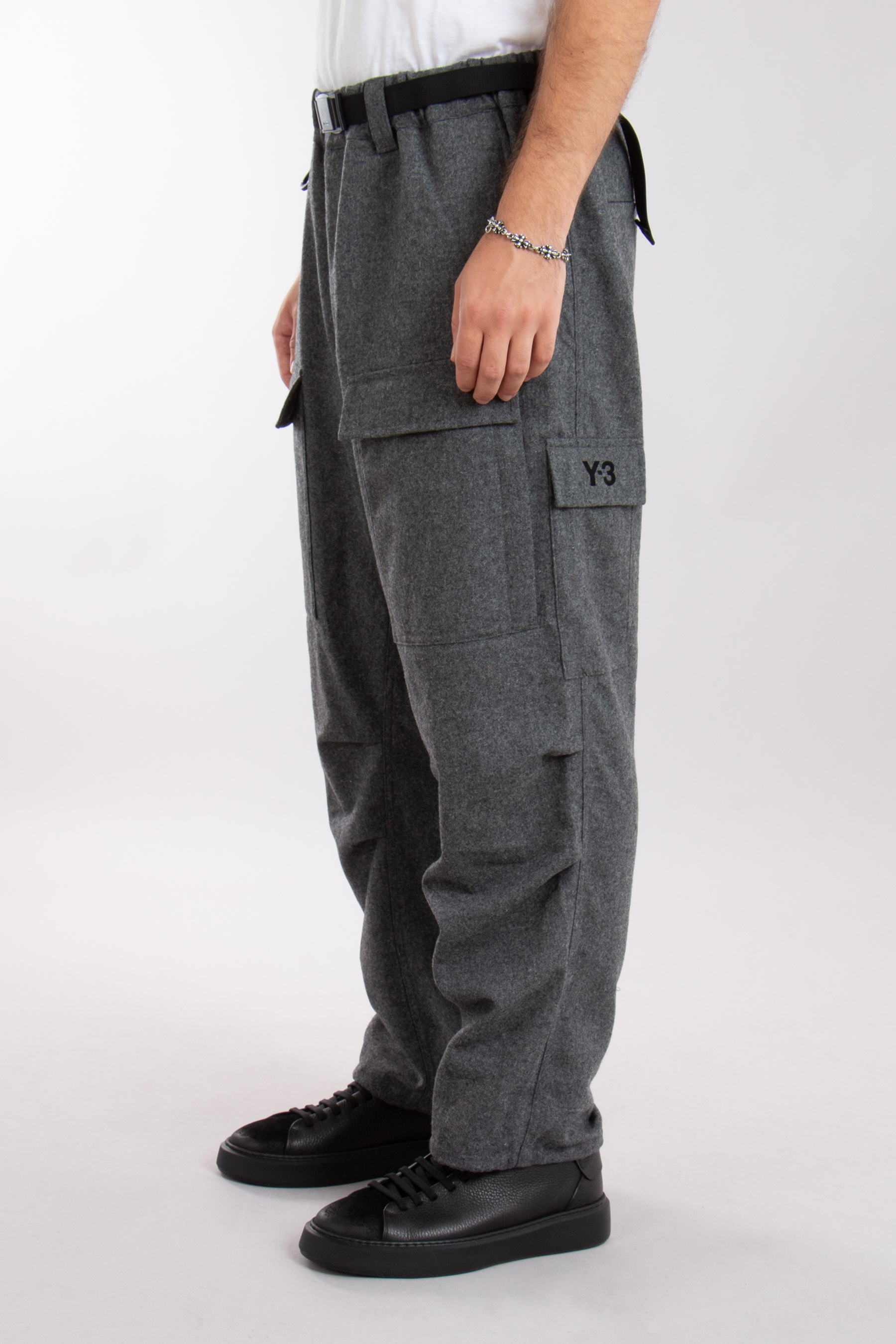 Y-3 Recycled Polyester-Wool Flannel Cargo Pants