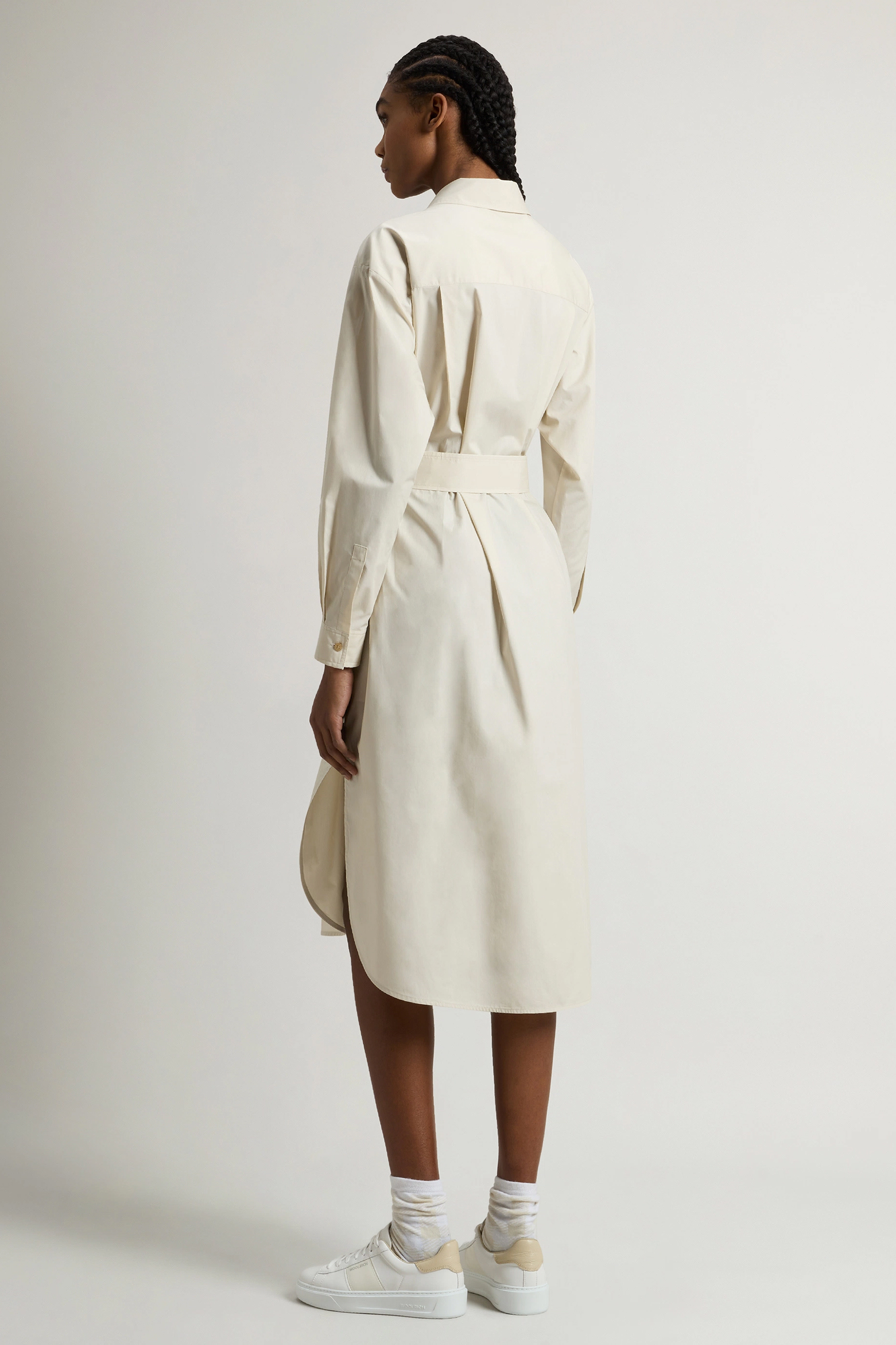 WOOLRICH Oversized Cotton Poplin Belted Shirt Dress