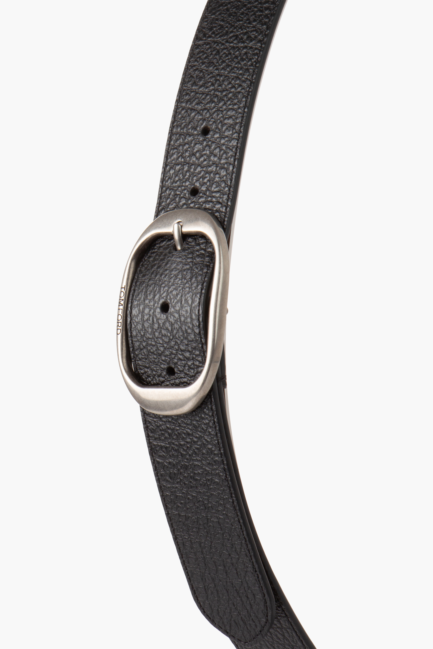 TOM FORD Grained Leather Oval Belt