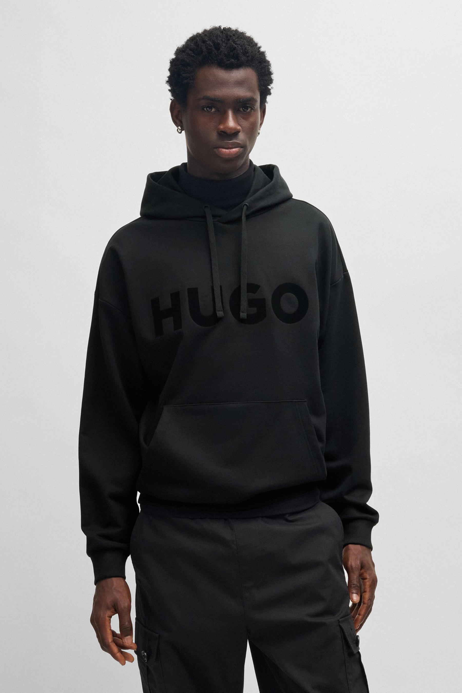 HUGO Oversized Printed Cotton French Terry Hoodie Ditchle