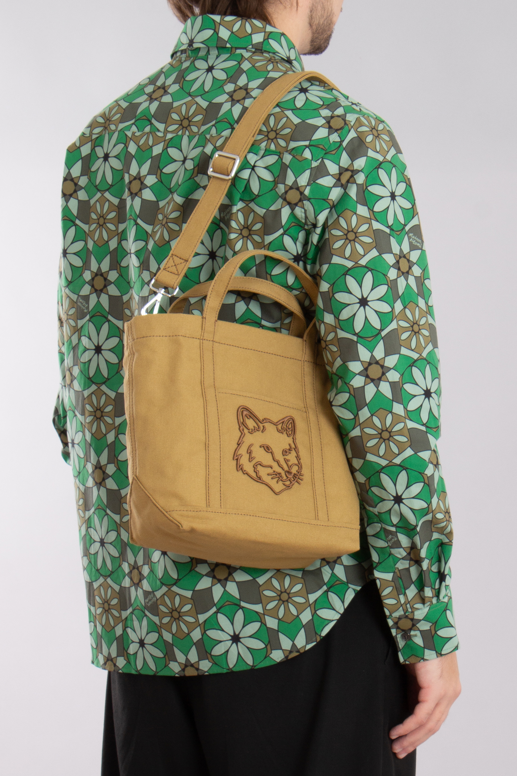 MAISON KITSUNÉ Small Fox Head Coated Canvas Tote Bag 