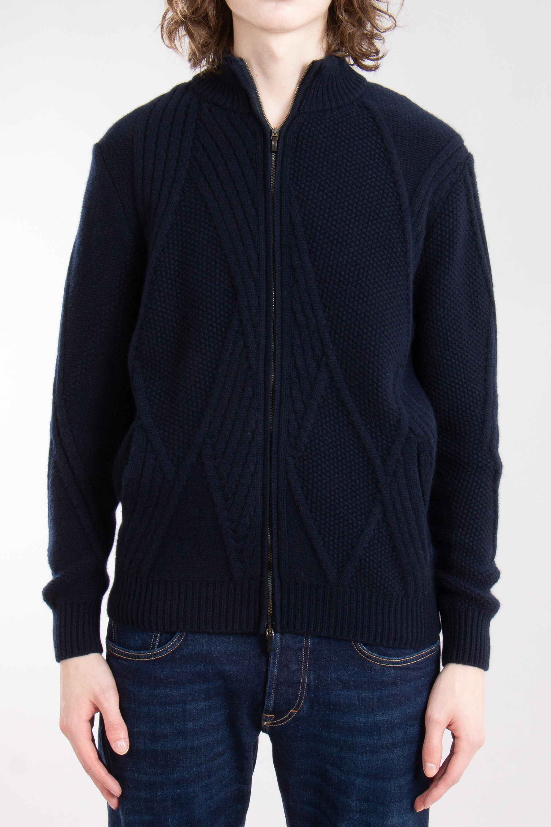 COLOMBO Structured Kid Cashmere Zip Cardigan