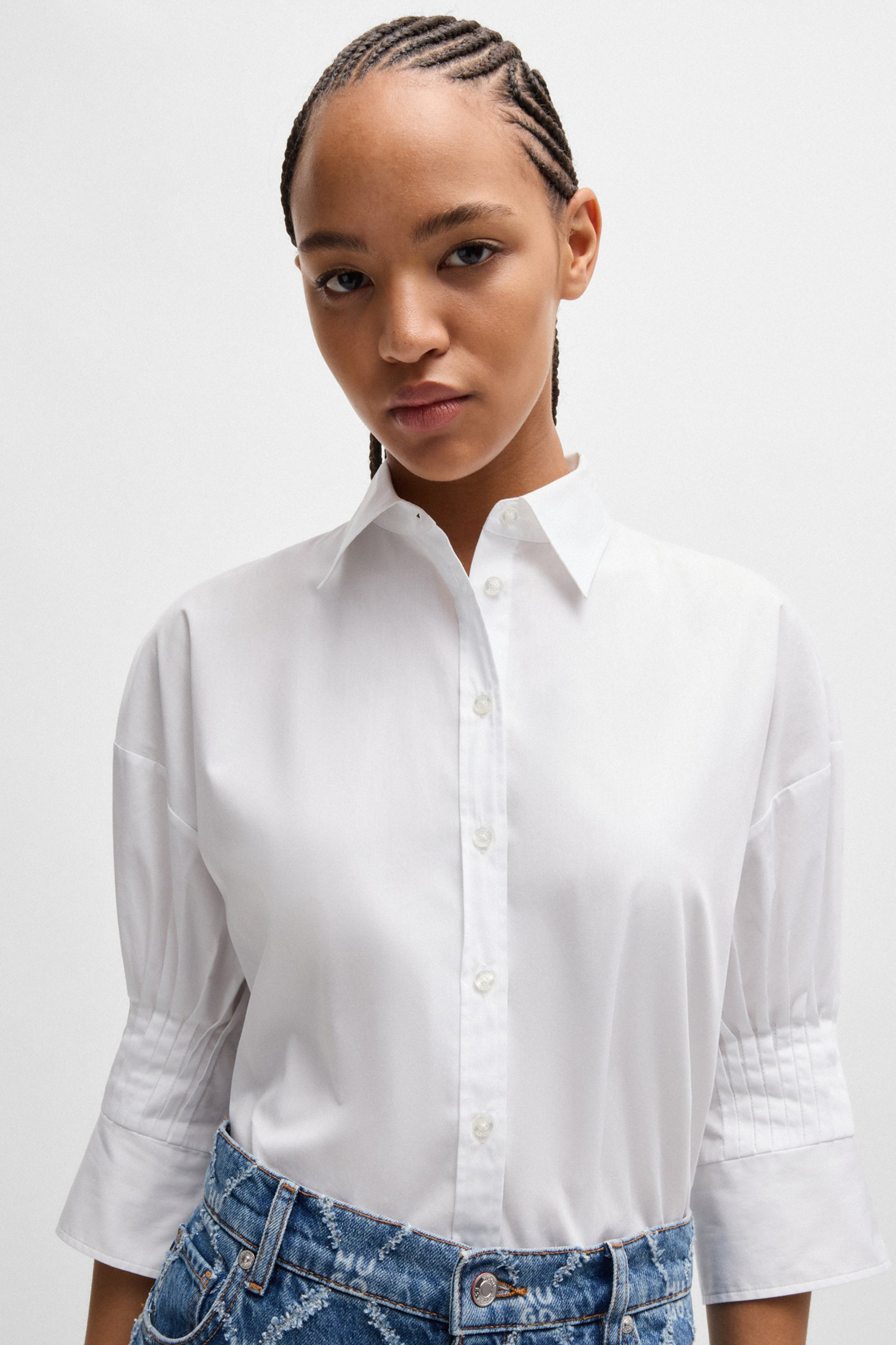 HUGO Organic Cotton Poplin Blouse Etje