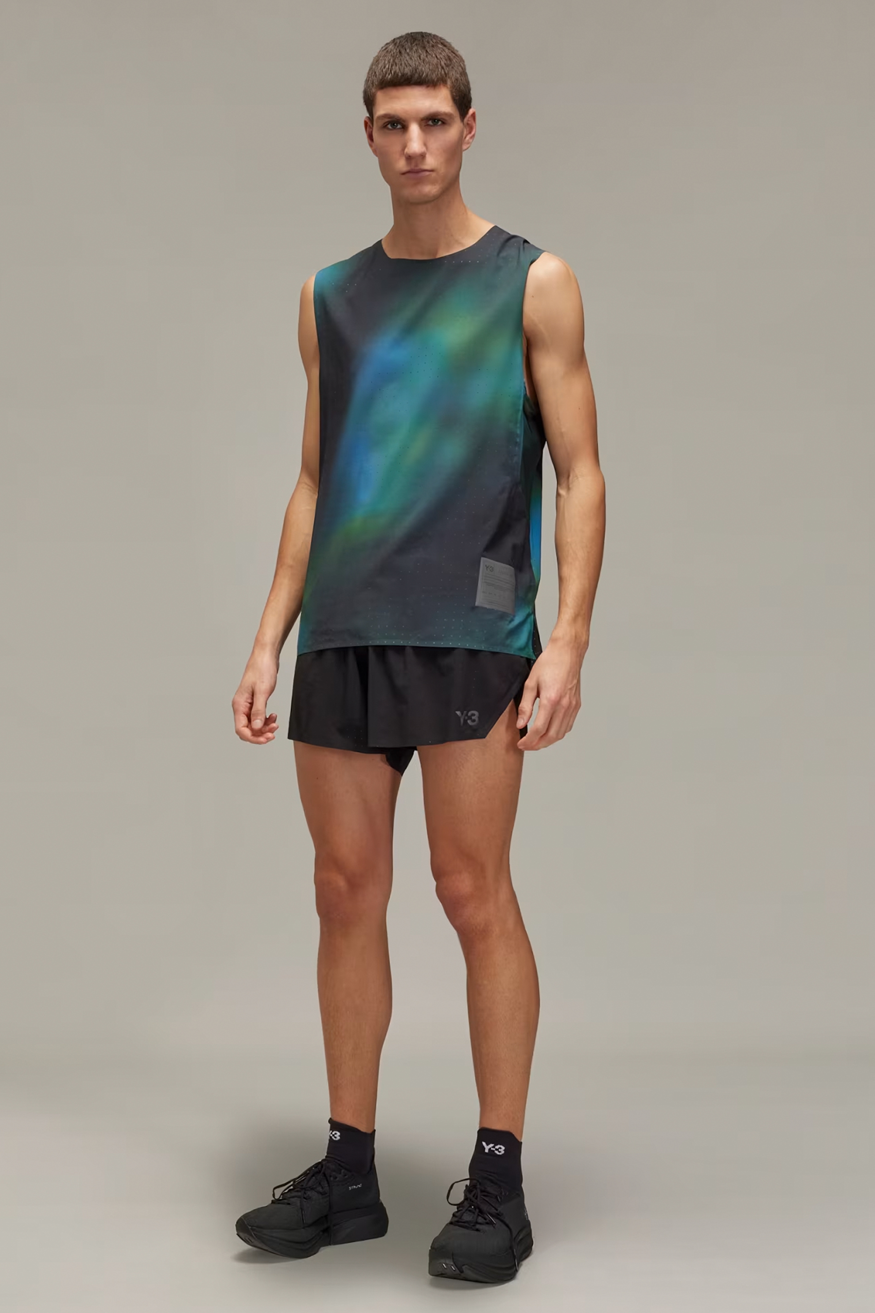 Y-3 Allover Print Recycled Polyester Stretch Running Tank Top