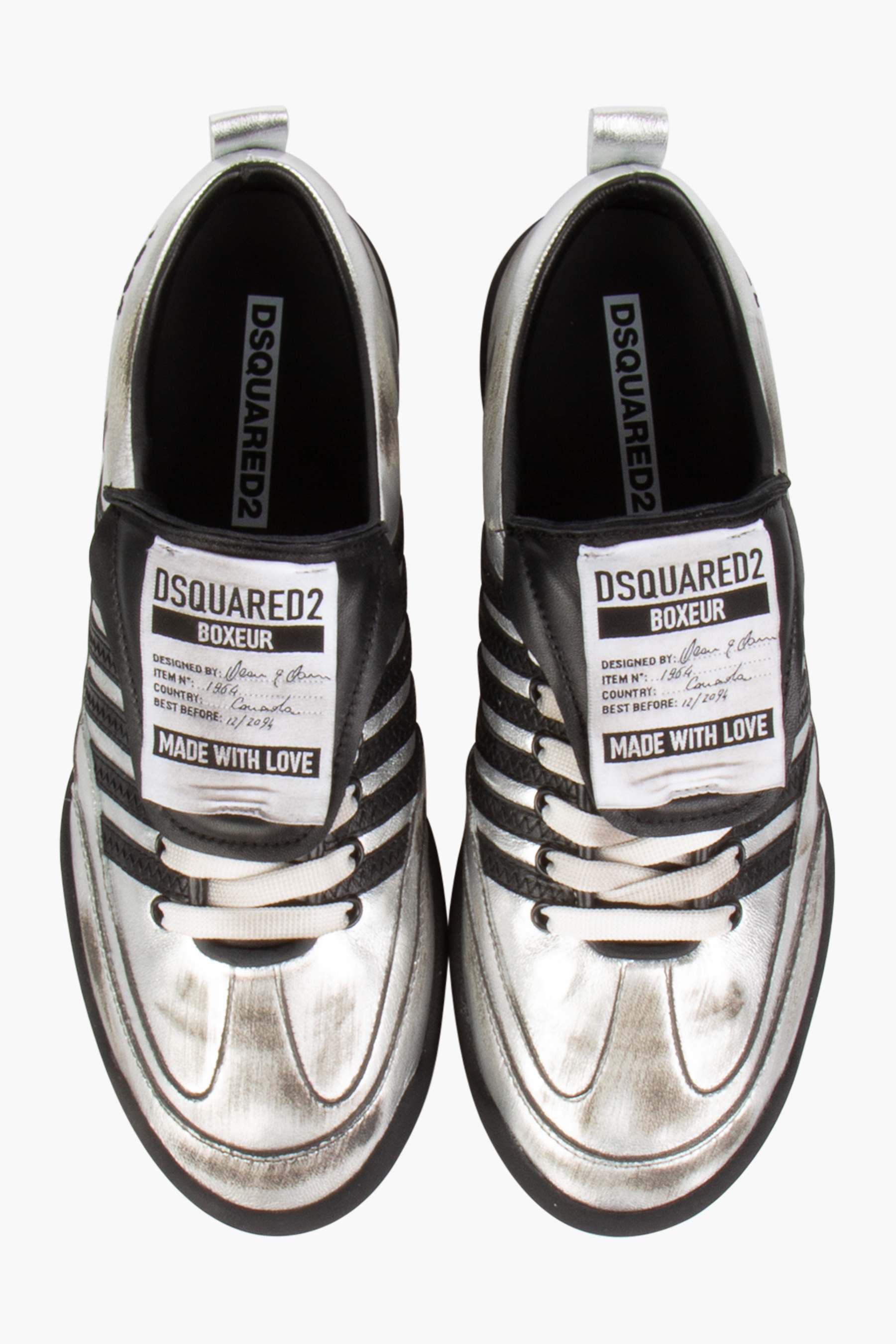 DSQUARED2 Laminated Goat Leather Sneakers Soccer