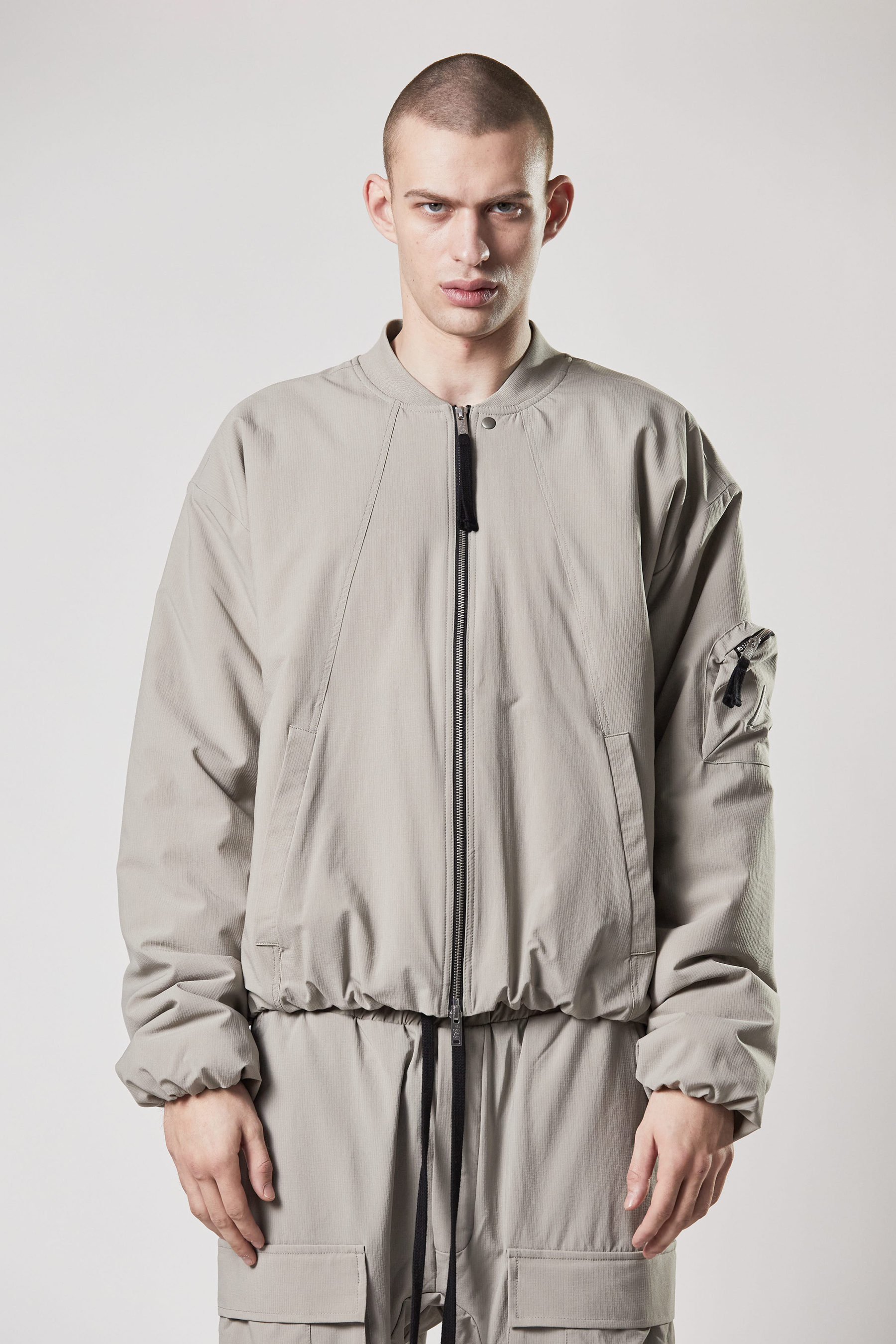 THOM KROM Padded Nylon Stretch Ripstop Bomber Jacket